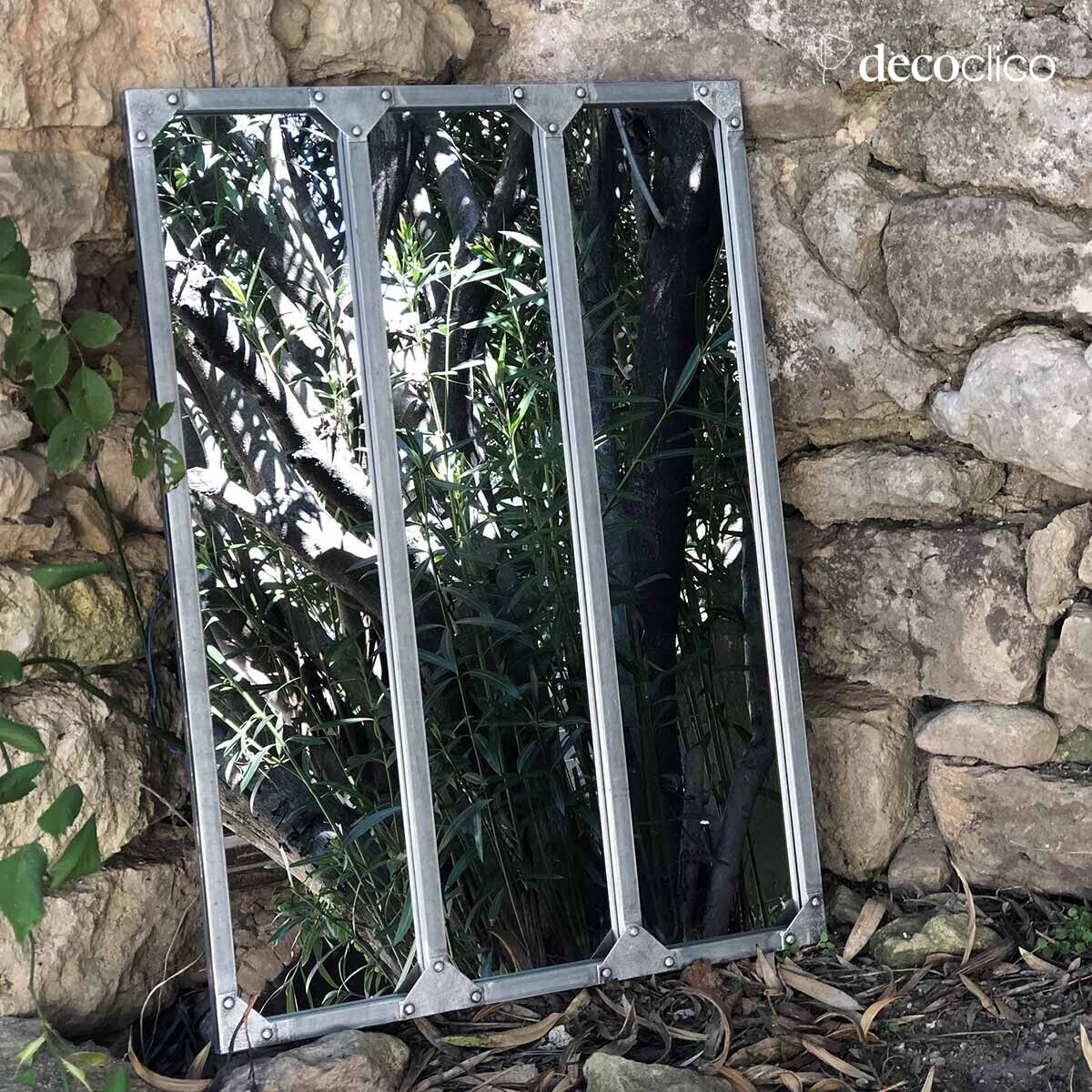 Specchio con vetro rettangolare per officina in metallo con finitura zinco 60 x 83 cm  Bricklane