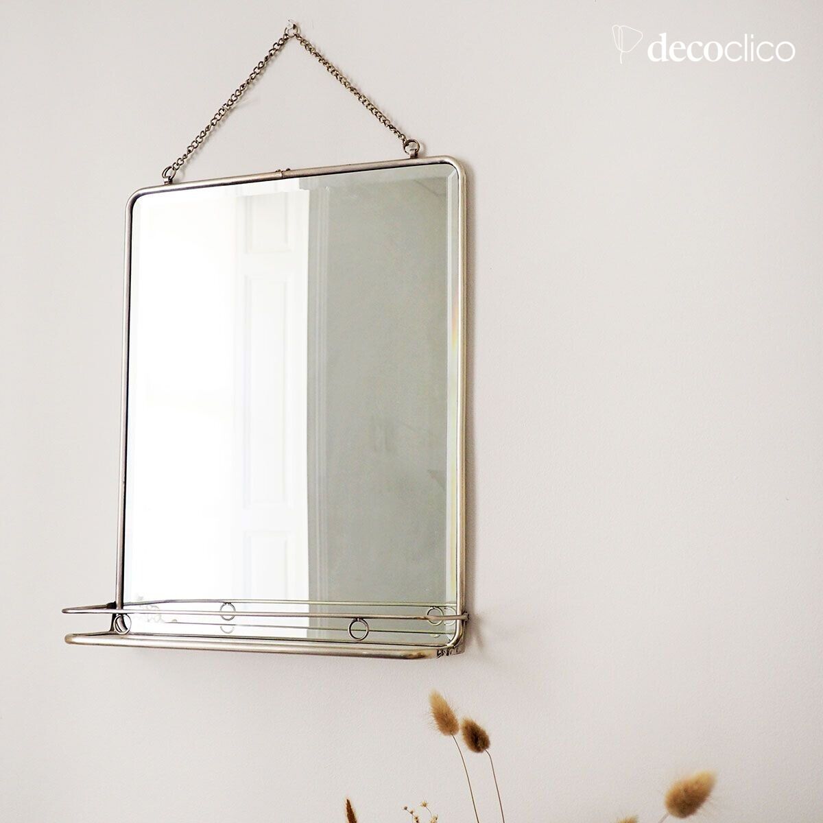 Specchio da barbiere con ripiano in nichel argentato 40 x 52 cm Chaumont