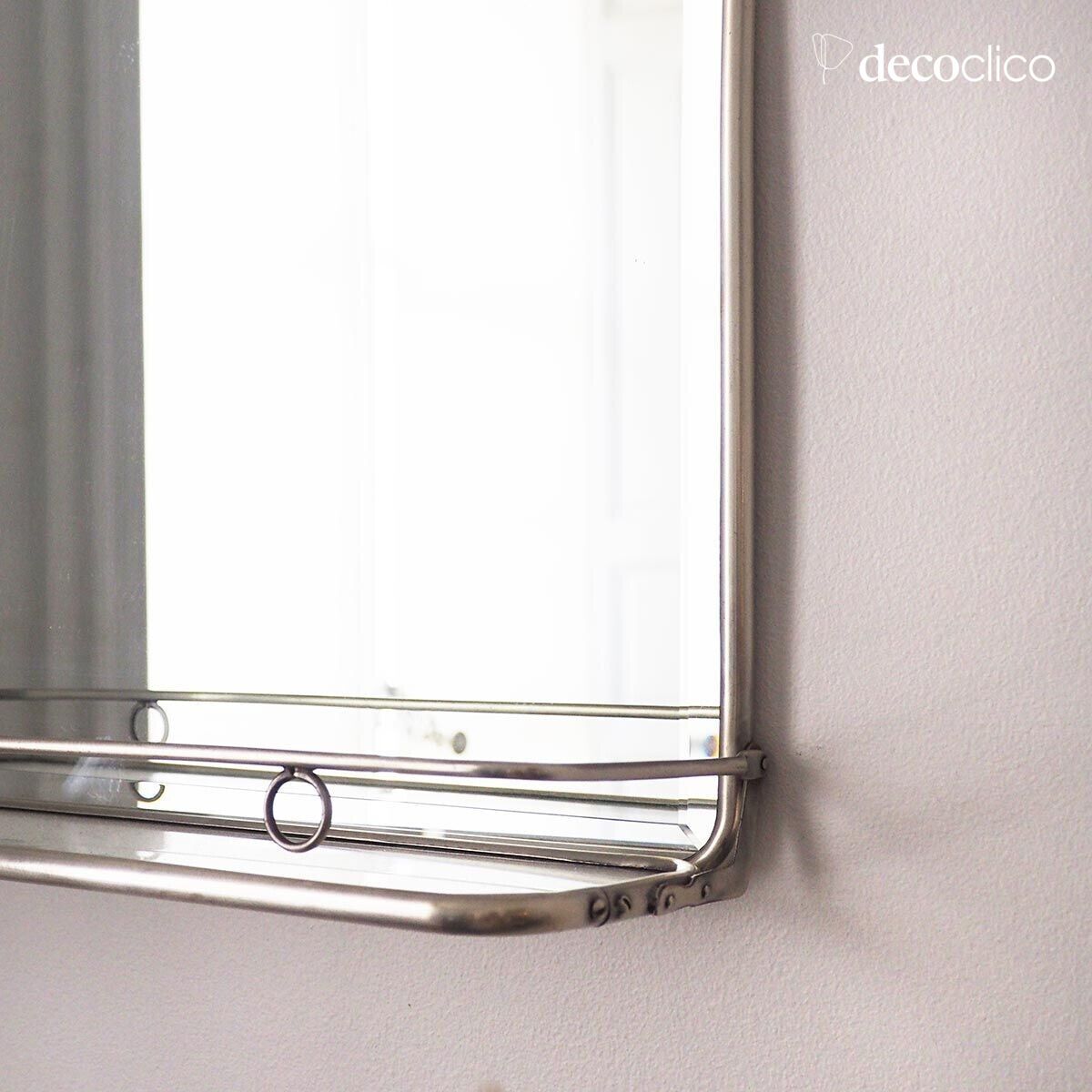 Specchio da barbiere con ripiano in nichel argentato 40 x 52 cm Chaumont