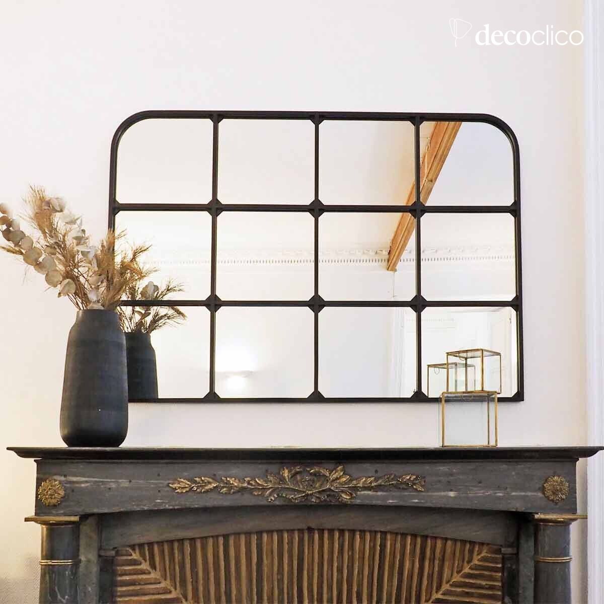 Specchio da finestra in metallo nero 130 x 90 cm  Saïgon