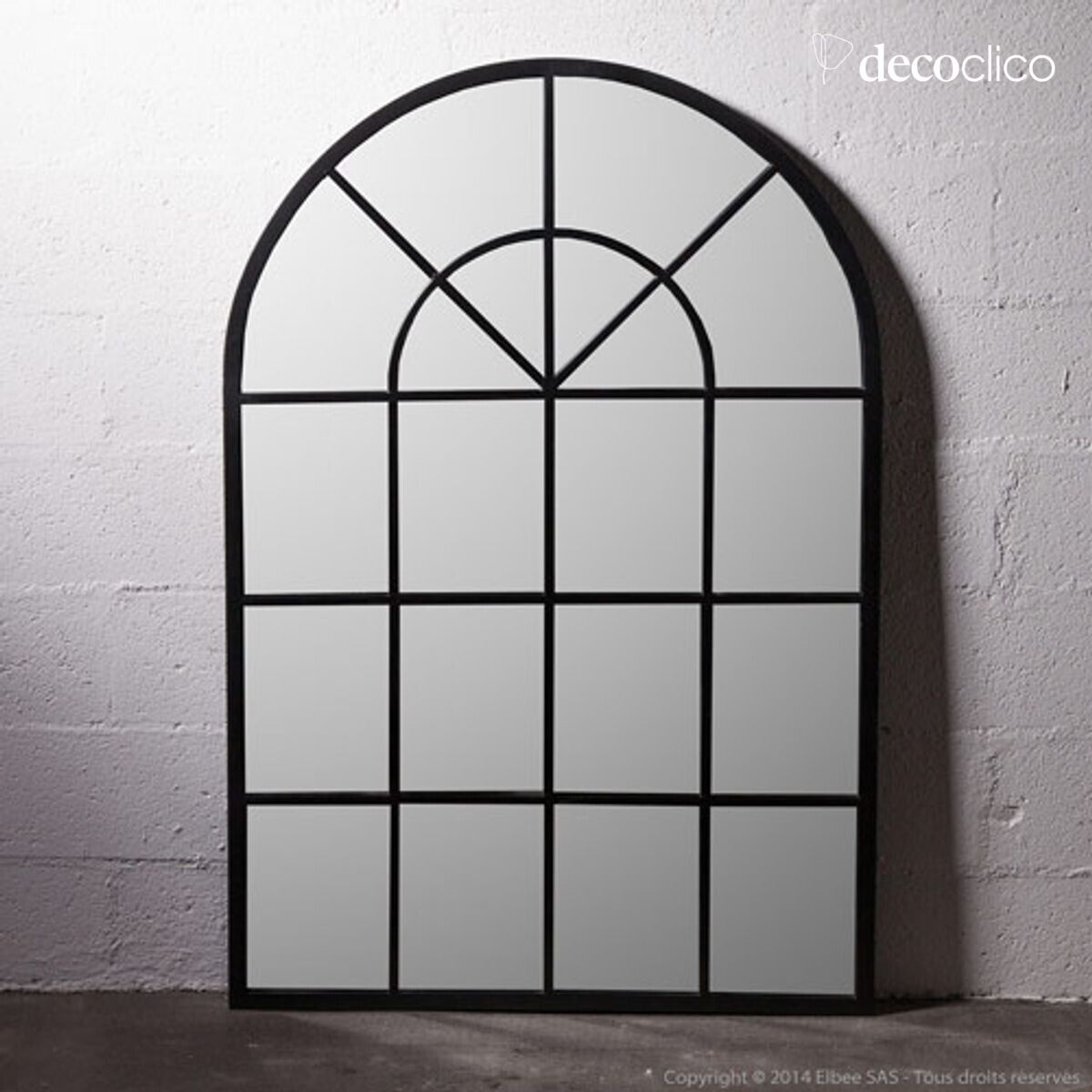 Specchio da officina XL in metallo nero a forma di arco 92 x 135 cm Bricklane