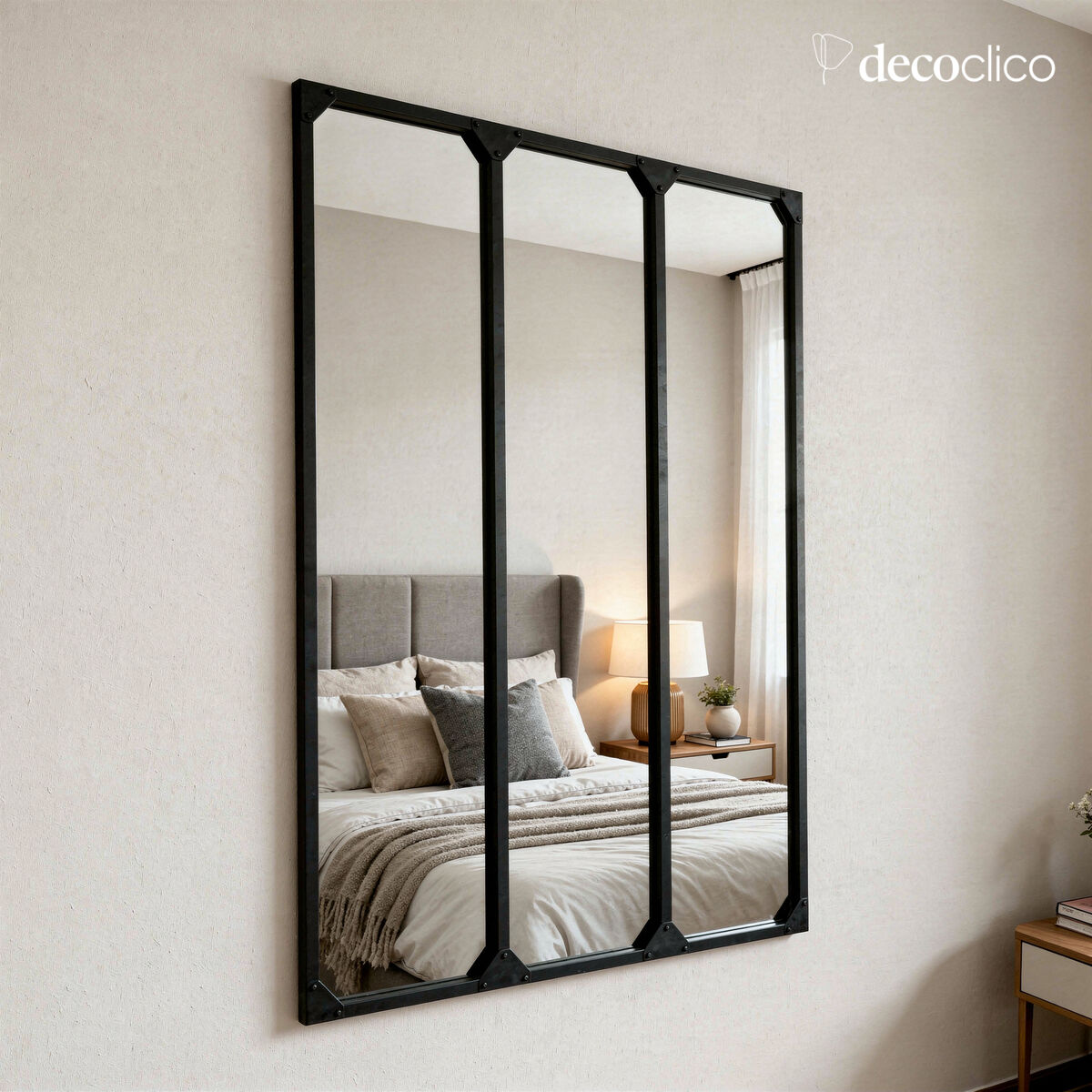 Specchio da officina XL rettangolare in metallo nero 95 x 120 cm  Bricklane