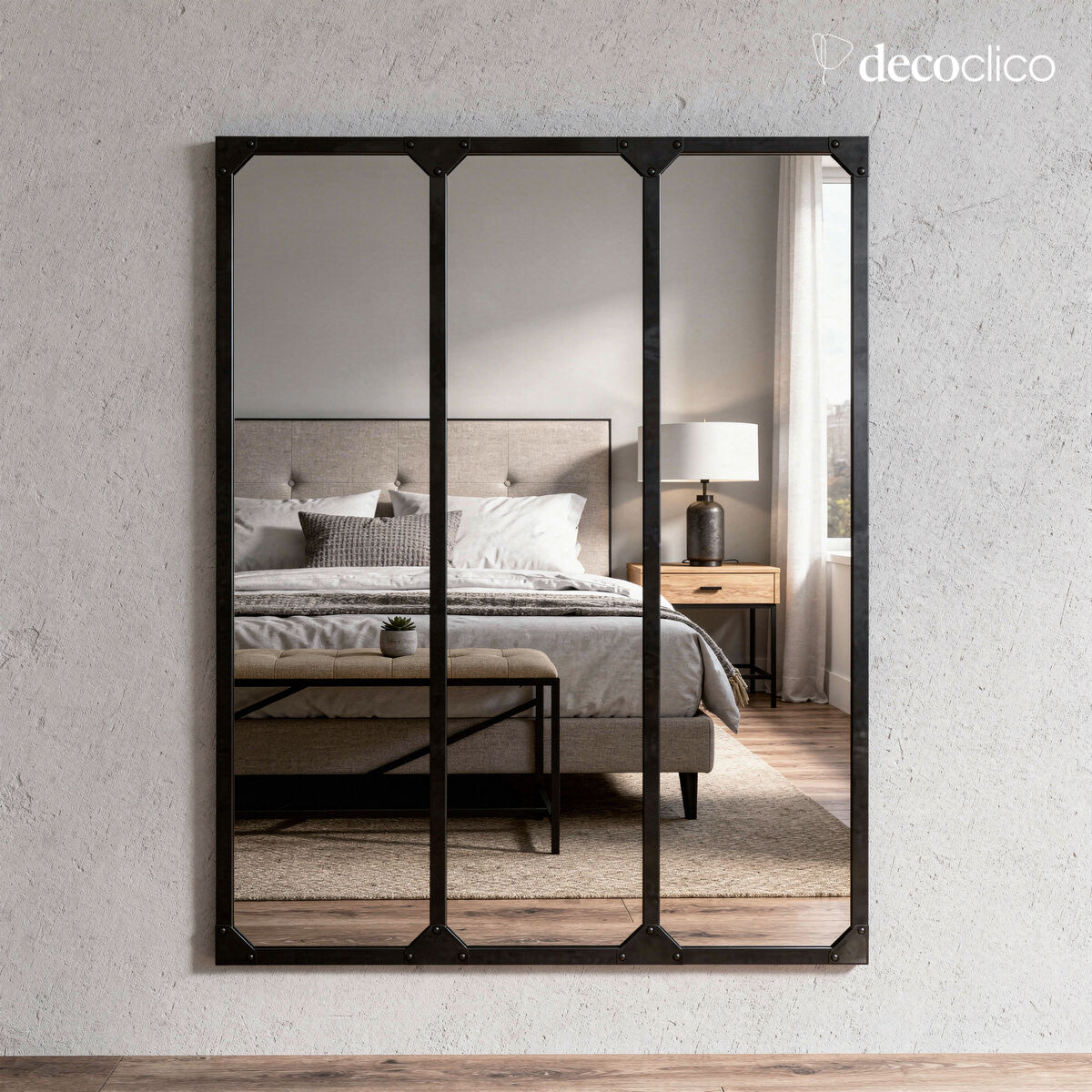 Specchio da officina XL rettangolare in metallo nero 95 x 120 cm  Bricklane