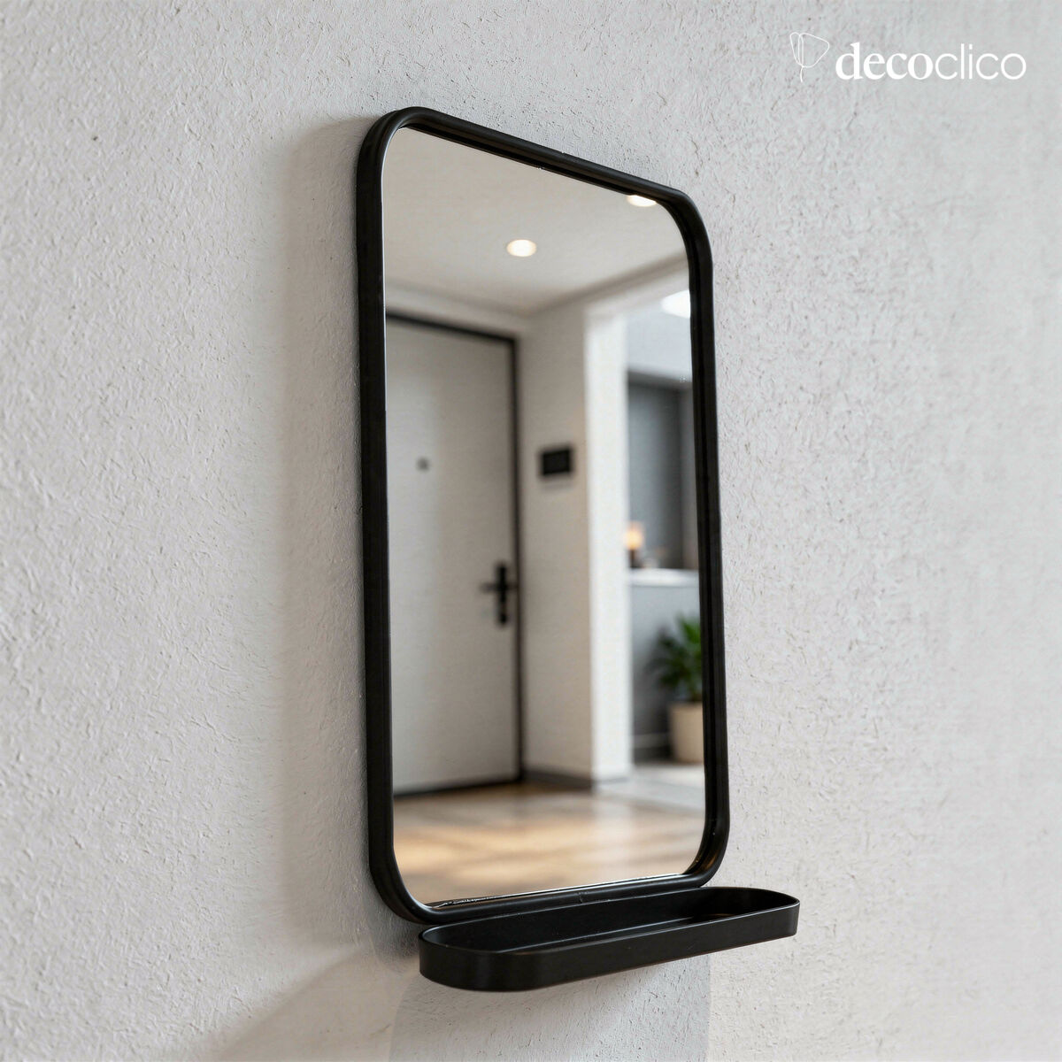 Specchio in metallo nero con ripiano 50 x 78 cm Bricklane