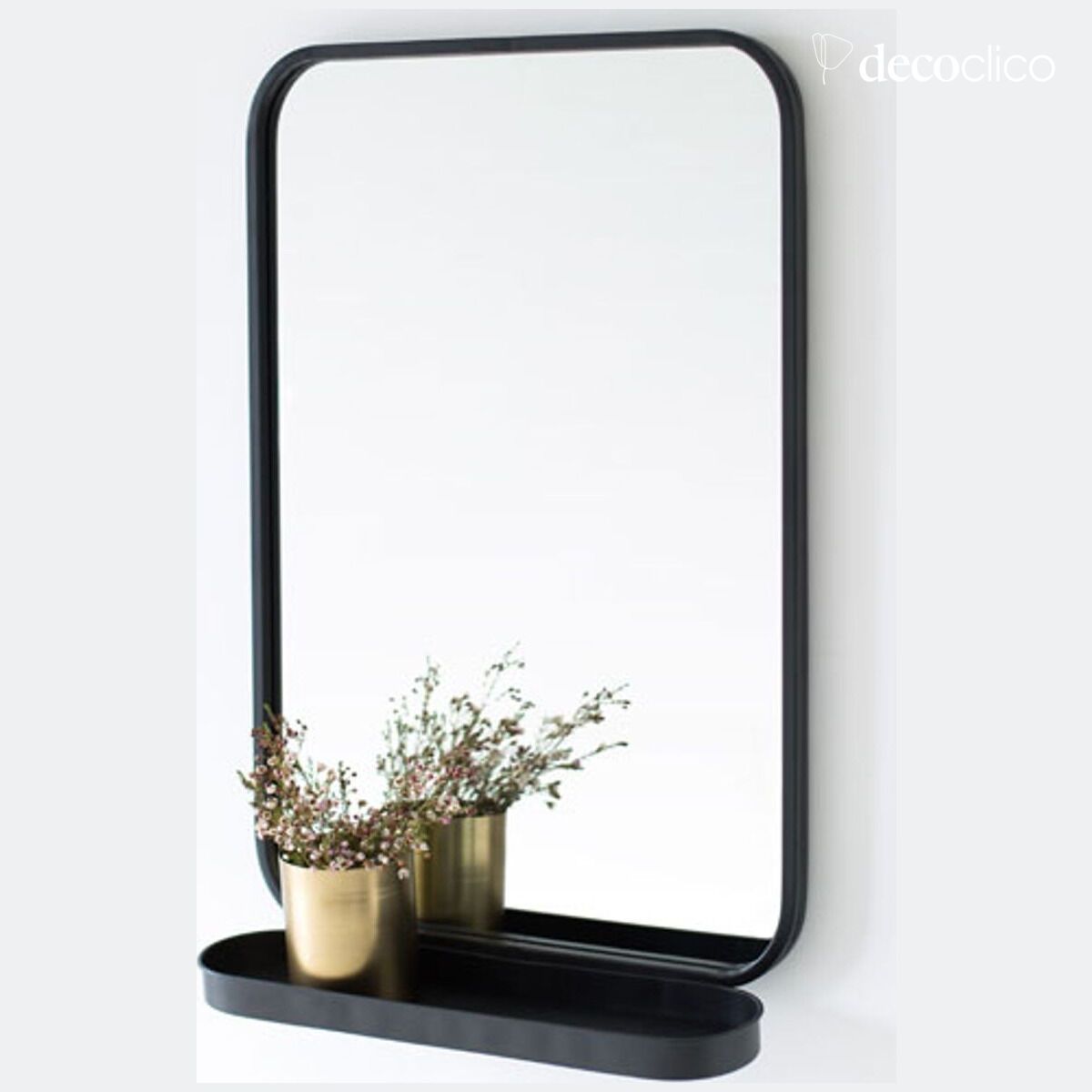 Specchio in metallo nero con ripiano 50 x 78 cm Bricklane