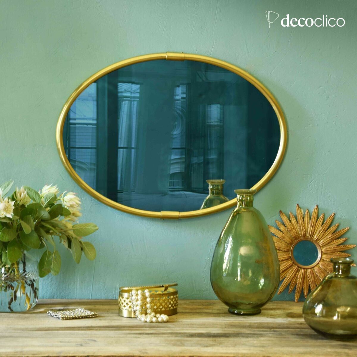 Specchio ovale in ottone 57 x 41 cm Chaumont