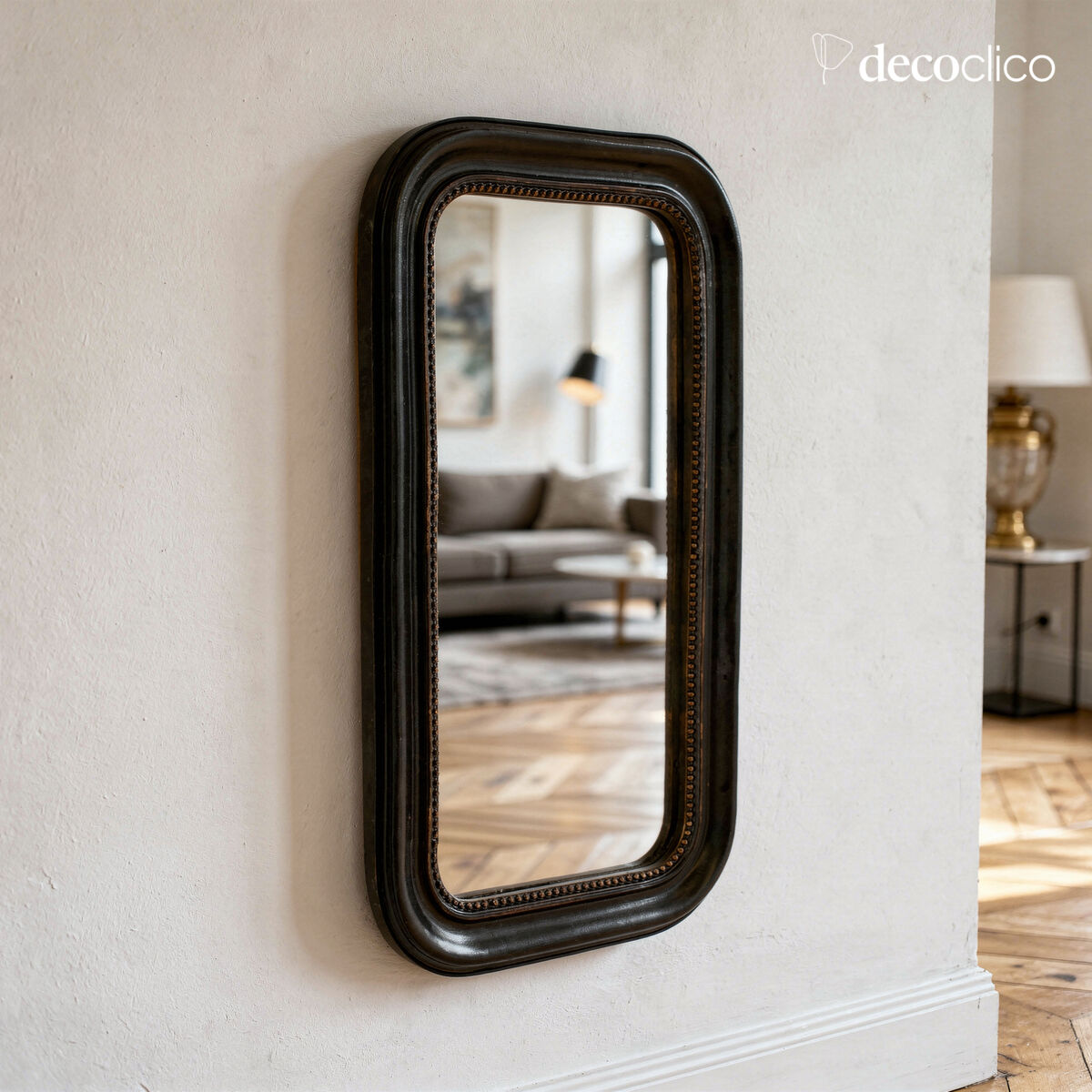 Specchio rettangolare con contorno color carbone opaco Embo