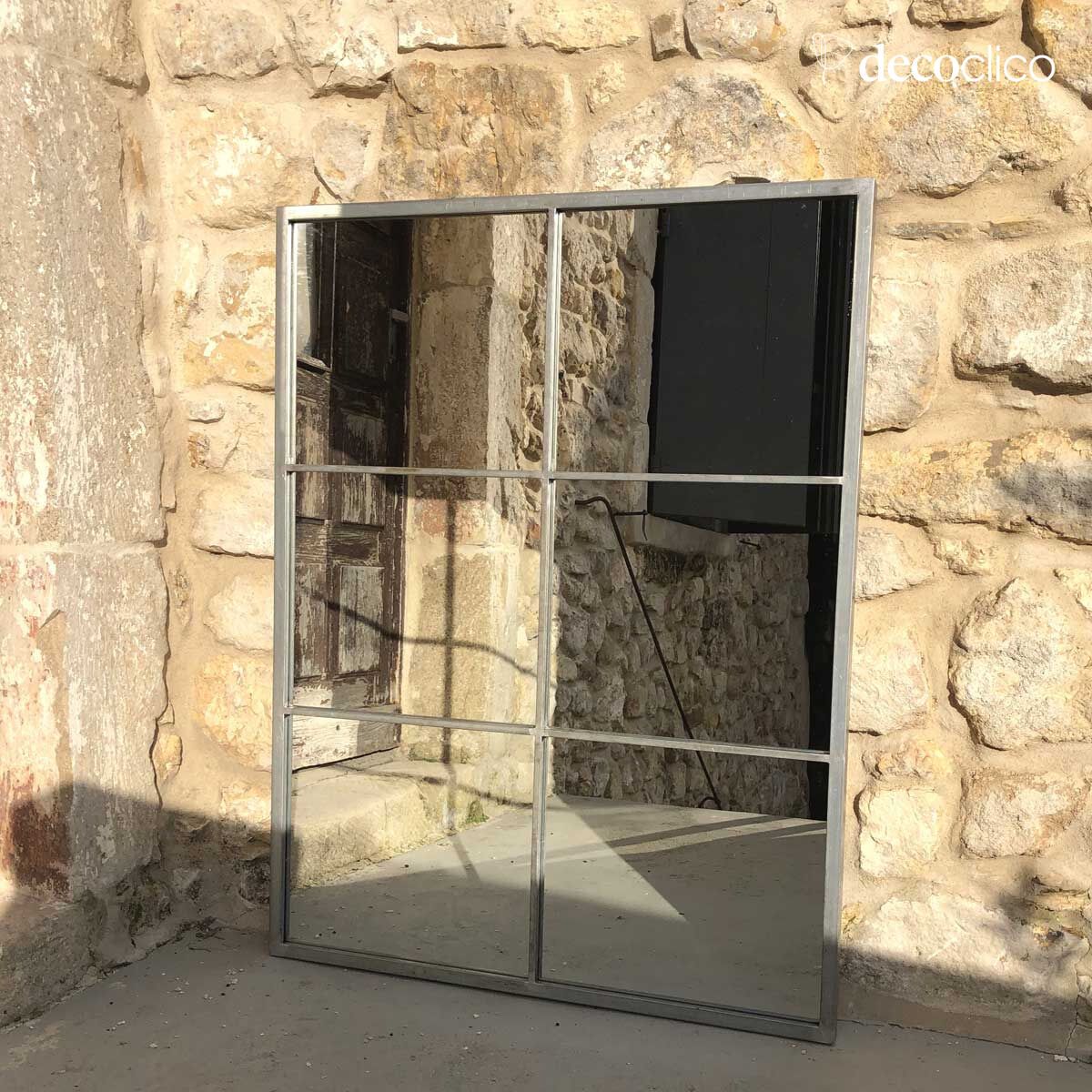 Specchio rettangolare con cornice in metallo finitura zinco 110 x 85 cm  Bréhat