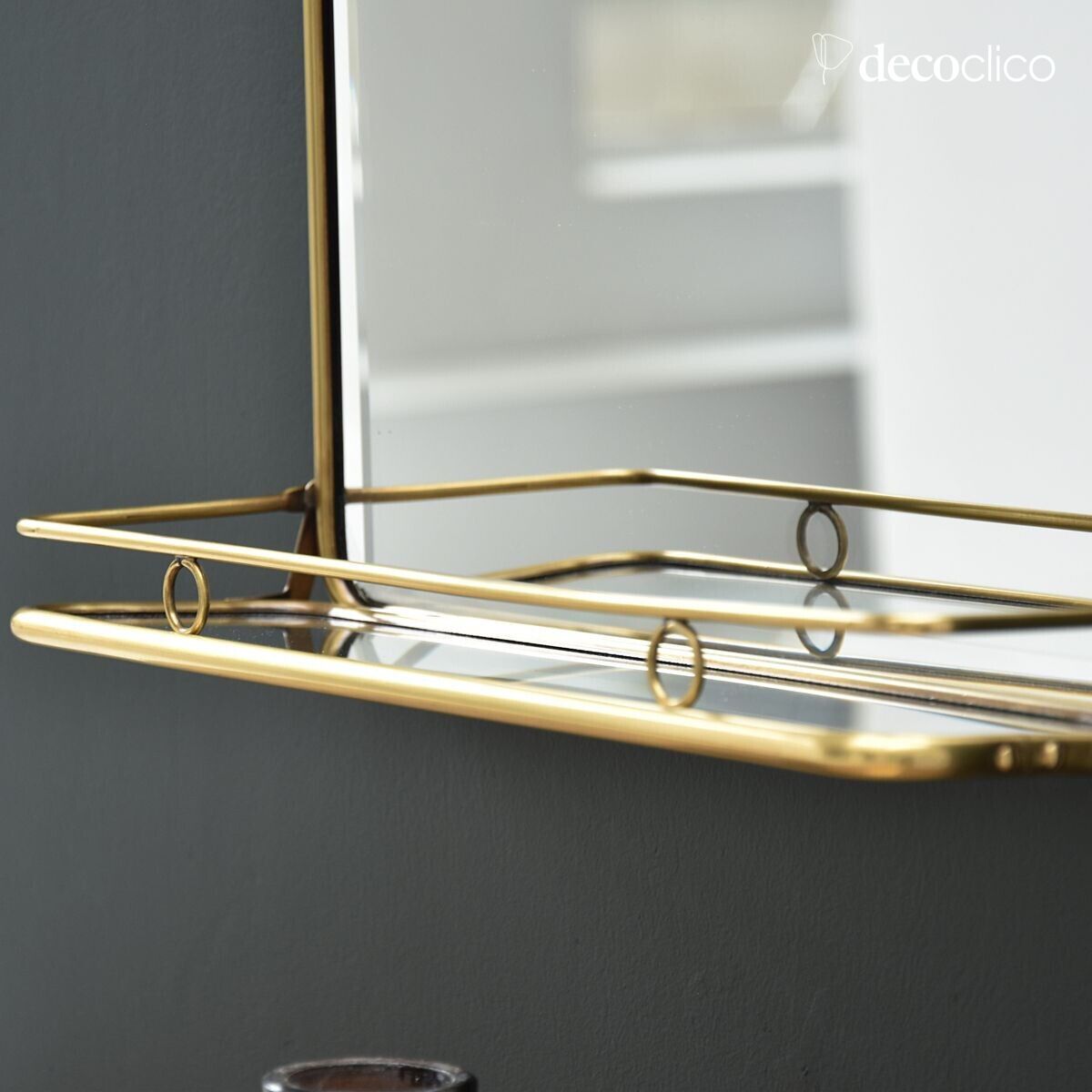 Specchio rettangolare in ottone con mensola 40 x 52 cm Chaumont