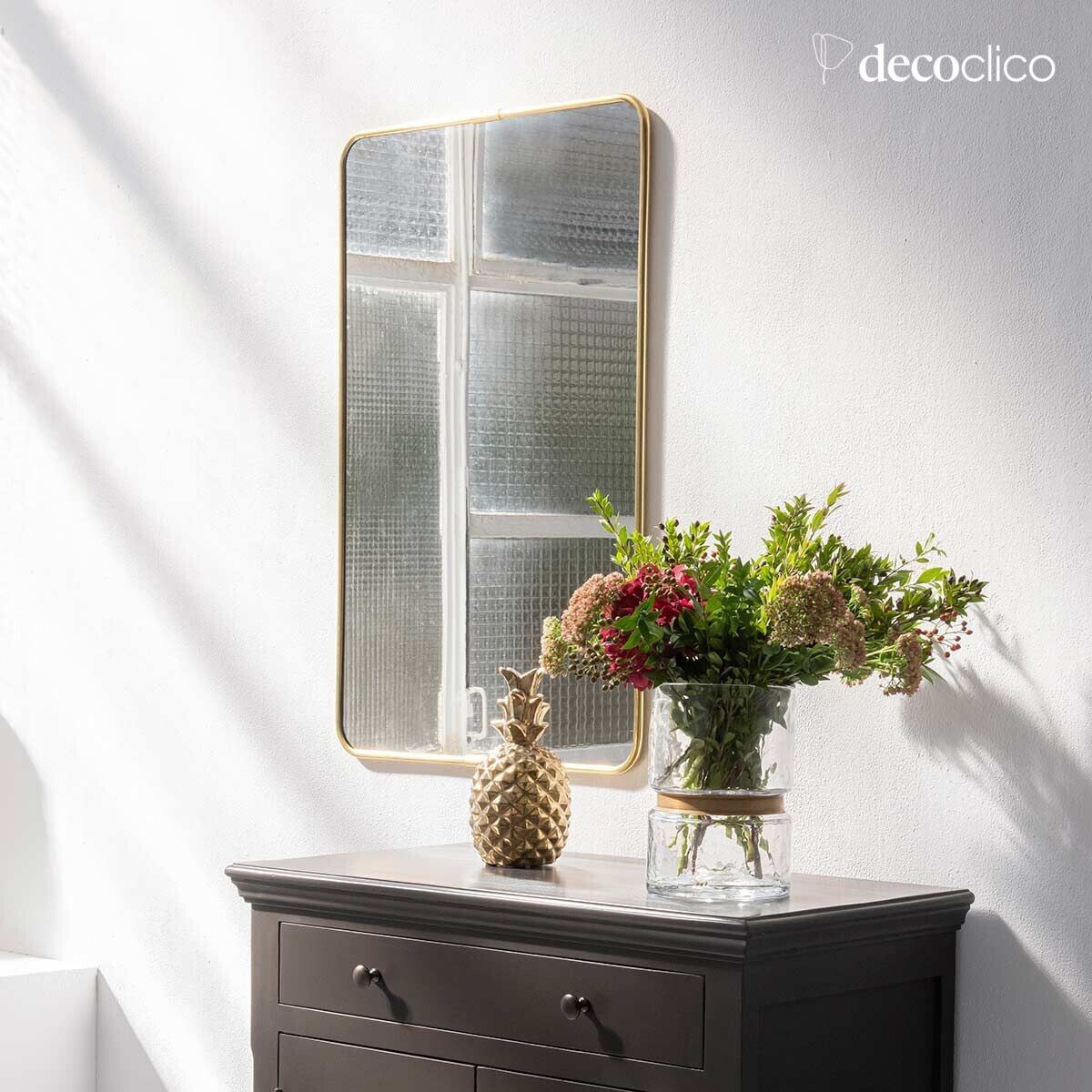 Specchio rettangolare in ottone dorato 85 x 55 cm  Chaumont