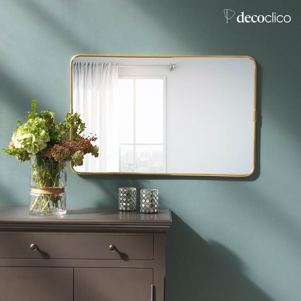 Specchio rettangolare in ottone dorato 85 x 55 cm  Chaumont