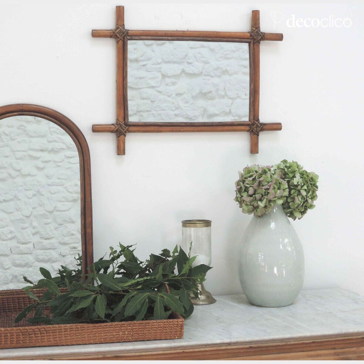 Specchio rettangolare in rattan 59 x 44 cm  Marcel