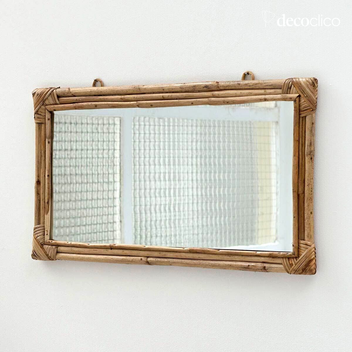 Specchio rettangolare in rattan naturale 67 x 36 cm  Moka