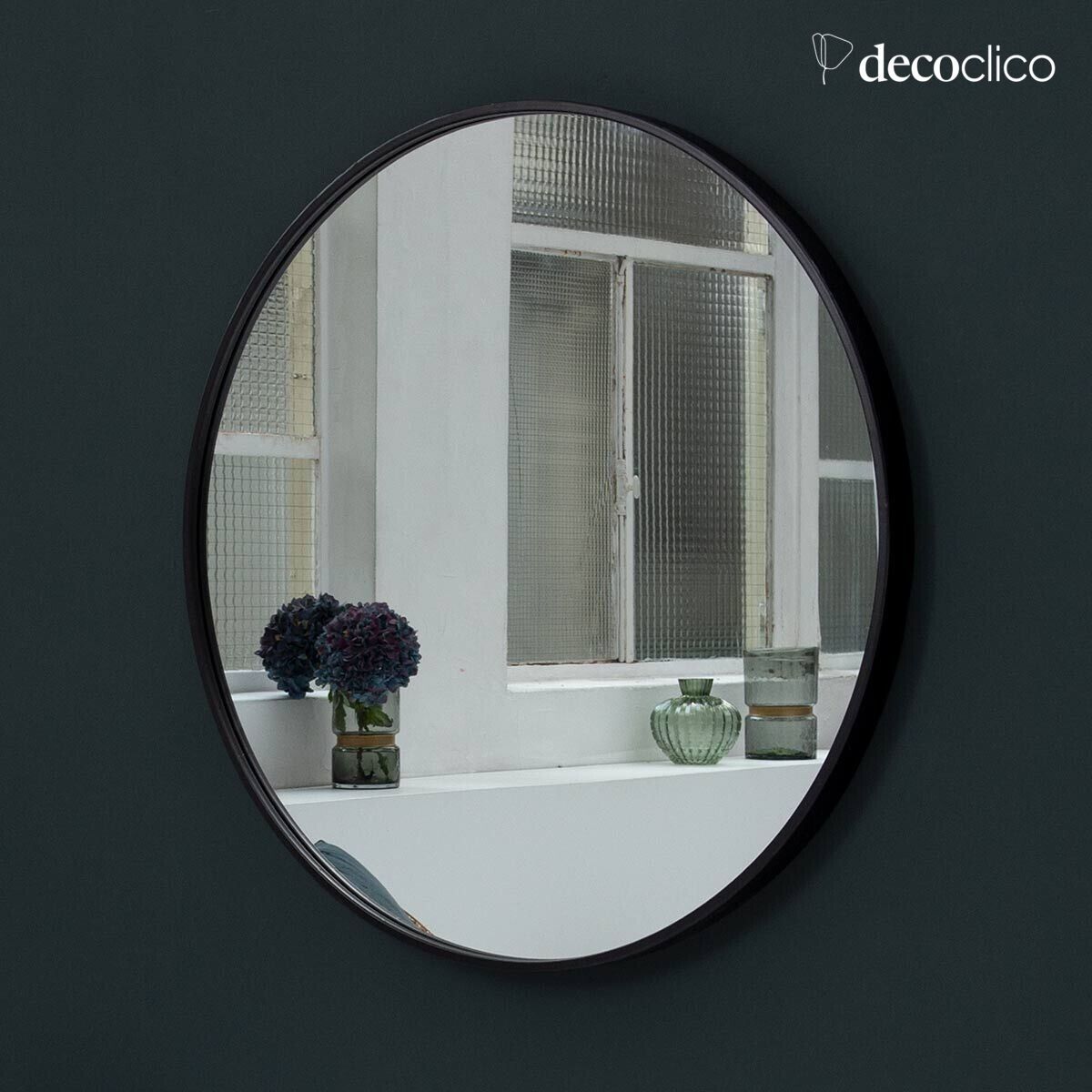 Specchio rotondo in metallo nero 100 cm  Soho