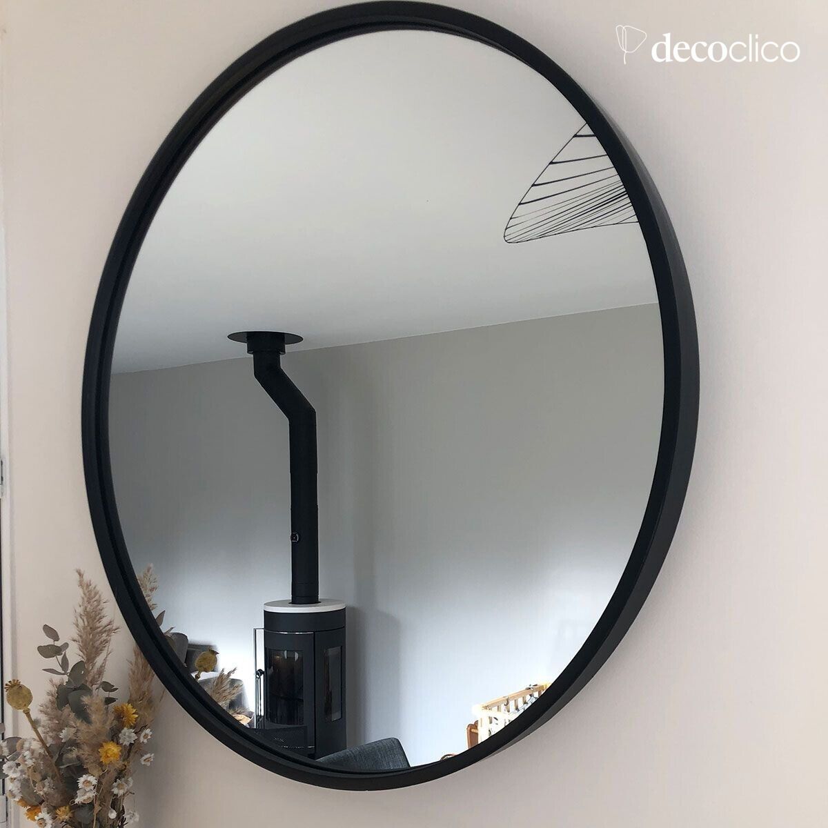 Specchio rotondo in metallo nero 100 cm  Soho