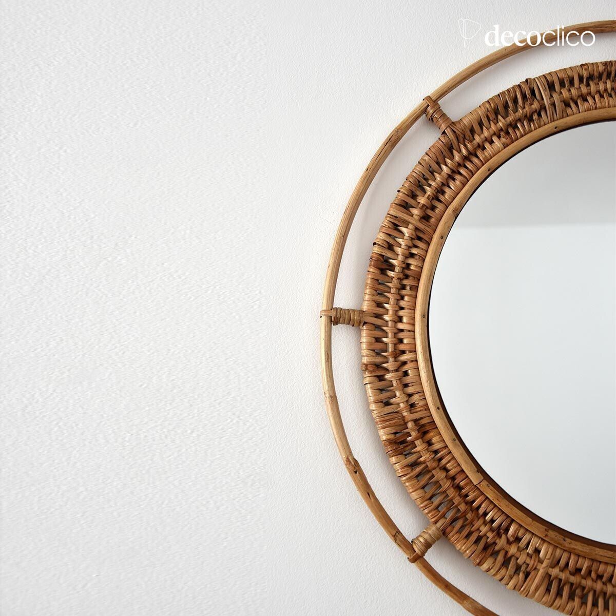 Specchio rotondo in rattan naturale 60 cm  Moka