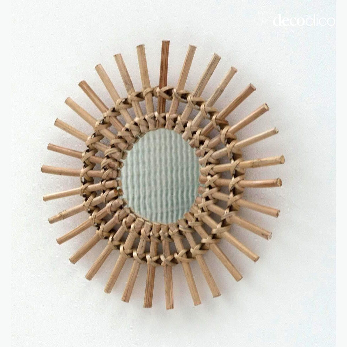 Specchio vintage sole in rattan naturale 30 cm Moka