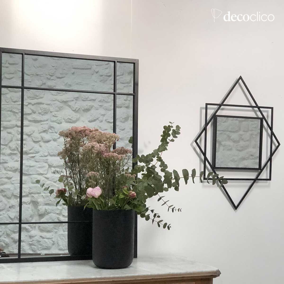 Spiegel mit Art-Déco-Grafikmotiv, schwarz, 70 x 50 cm  Tonka