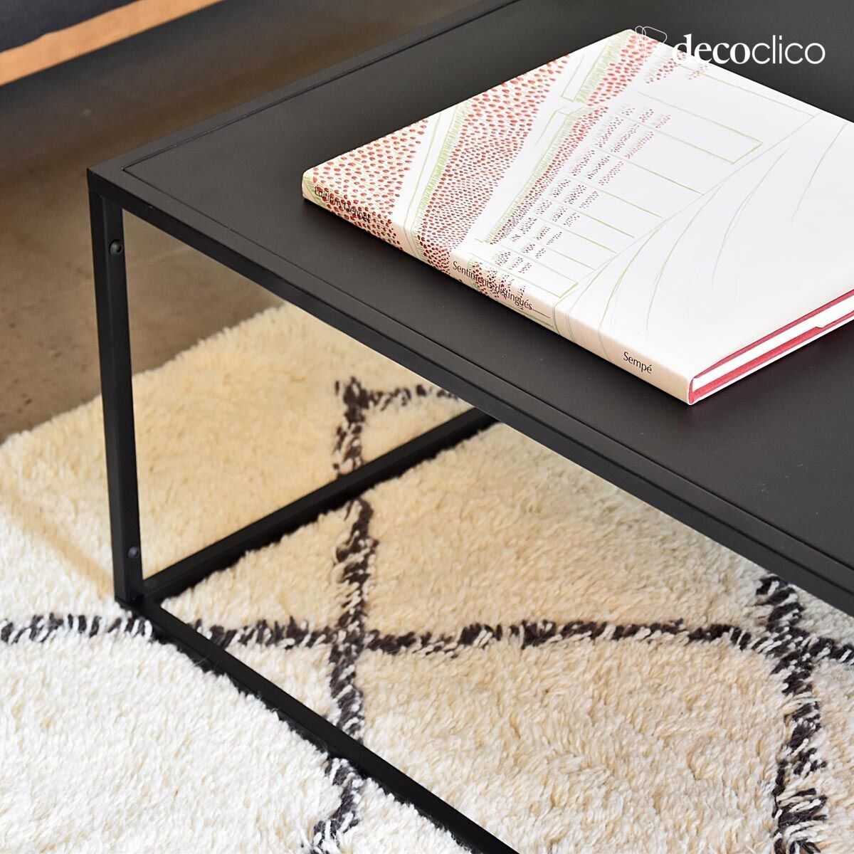 Square coffee table in matt black metal Bricklane