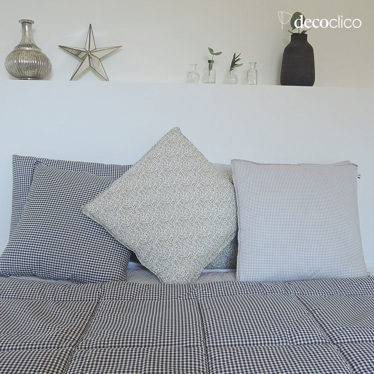 Square cotton cushion with checked pattern, 45x45 cm Romy