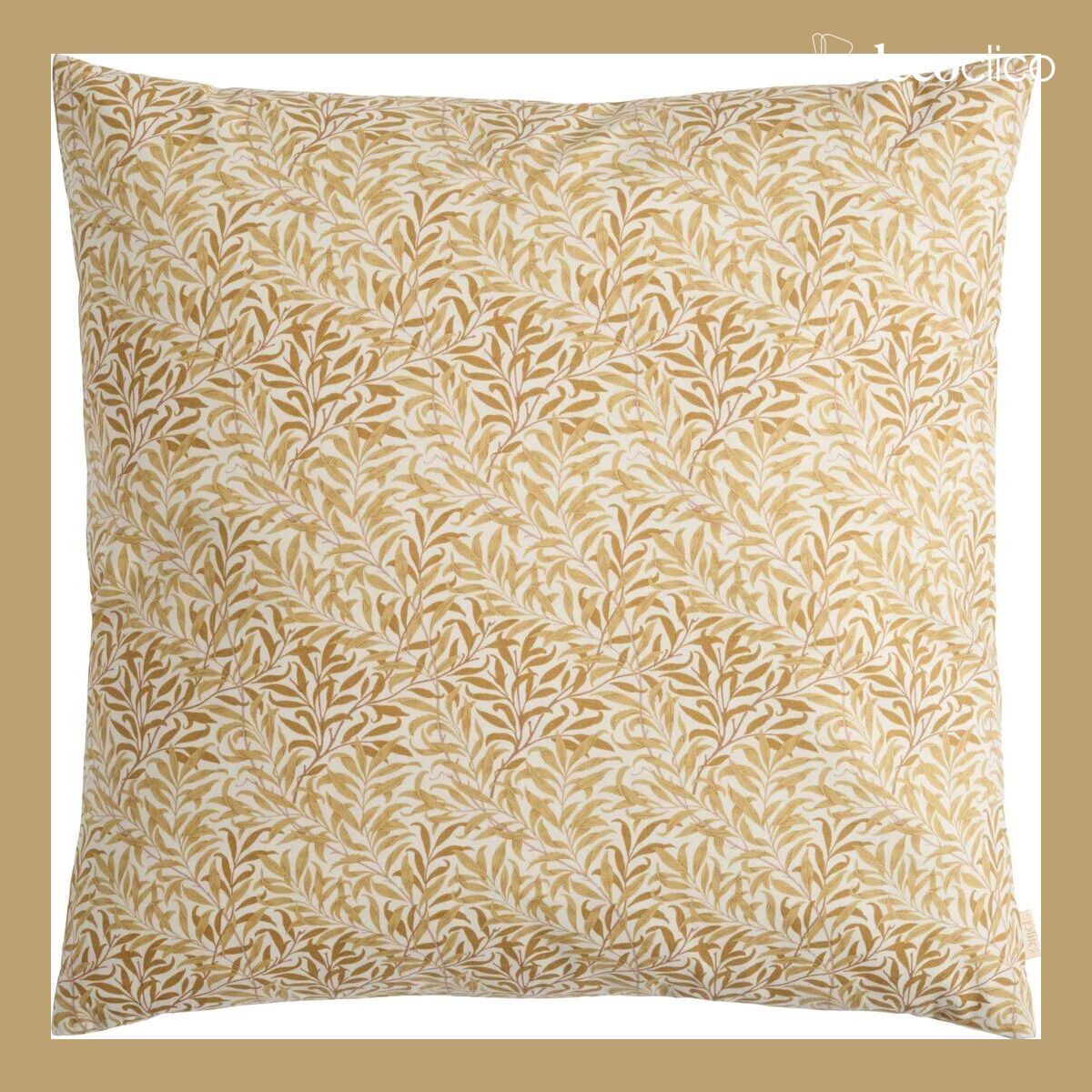 Square cushion in cotton poplin Willow Doré 