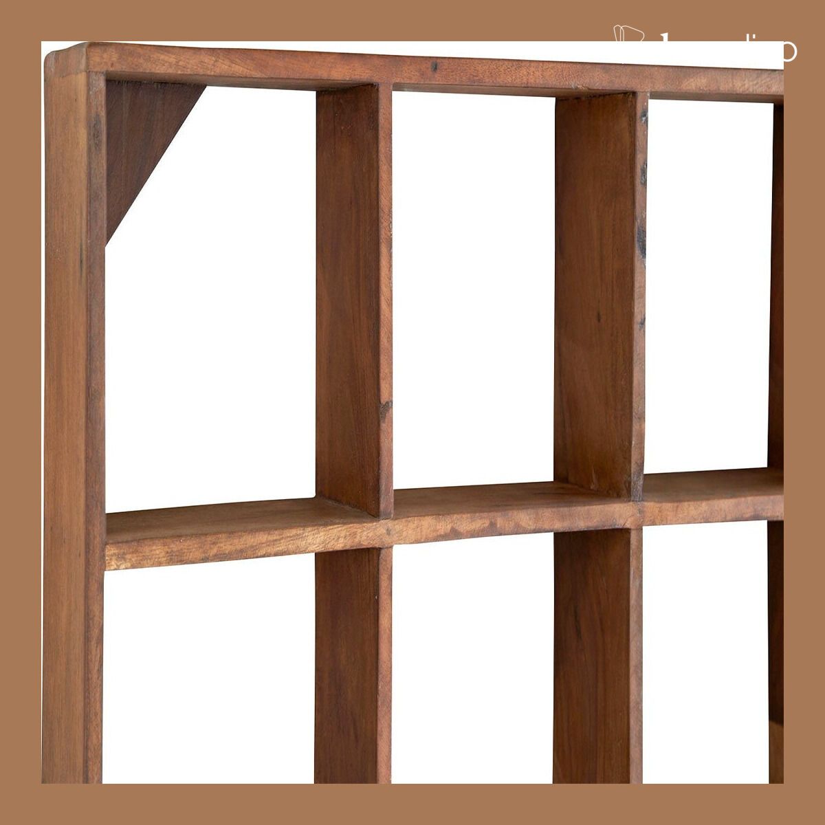 Square multi-case shelf made from recycled wood Pamir