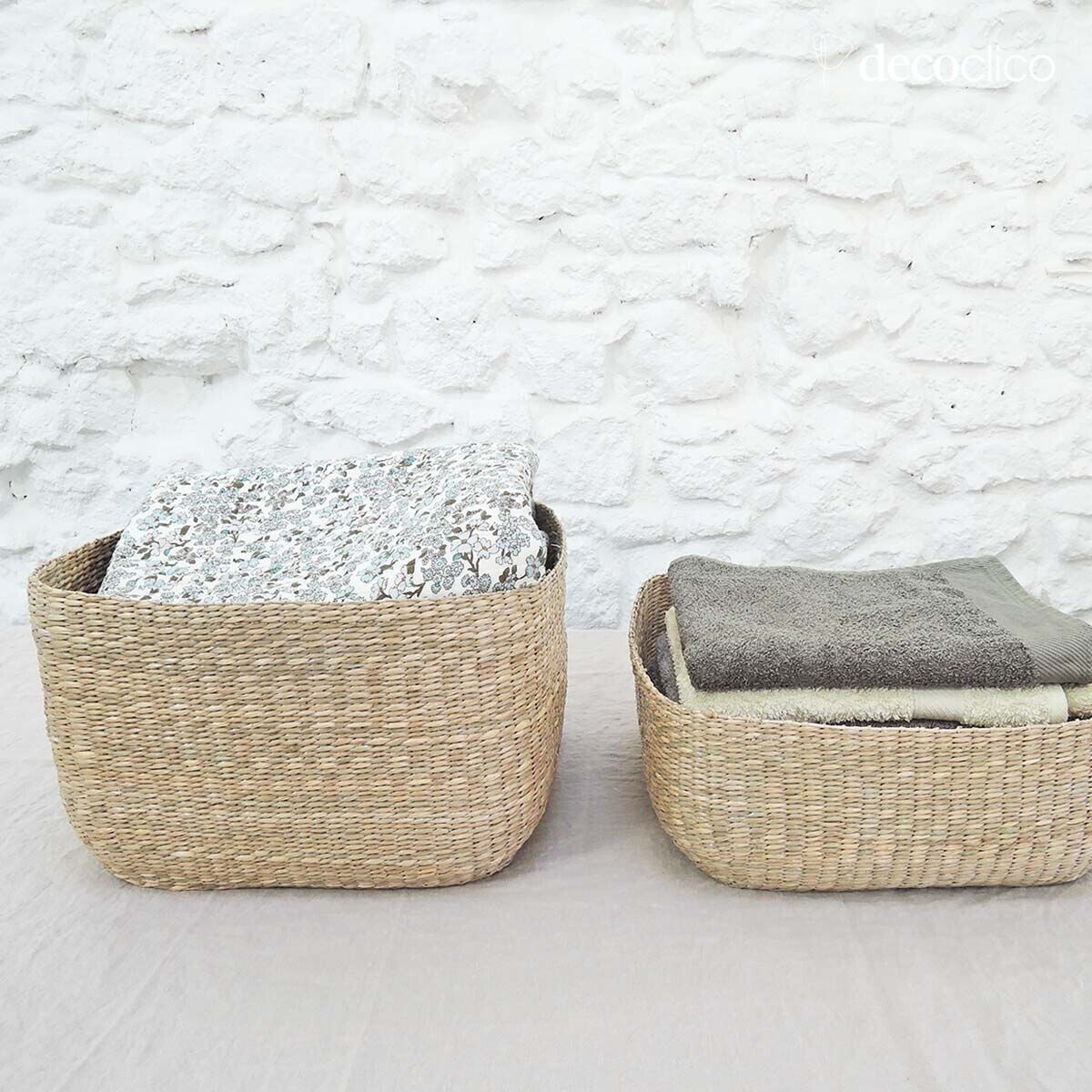 Square seagrass basket, height 24 cm Casatera