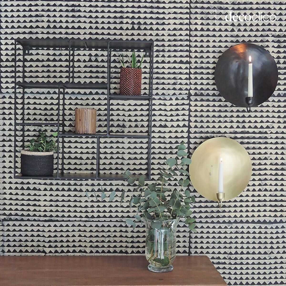 Square wall shelf in matt black wire-look metal Uptown