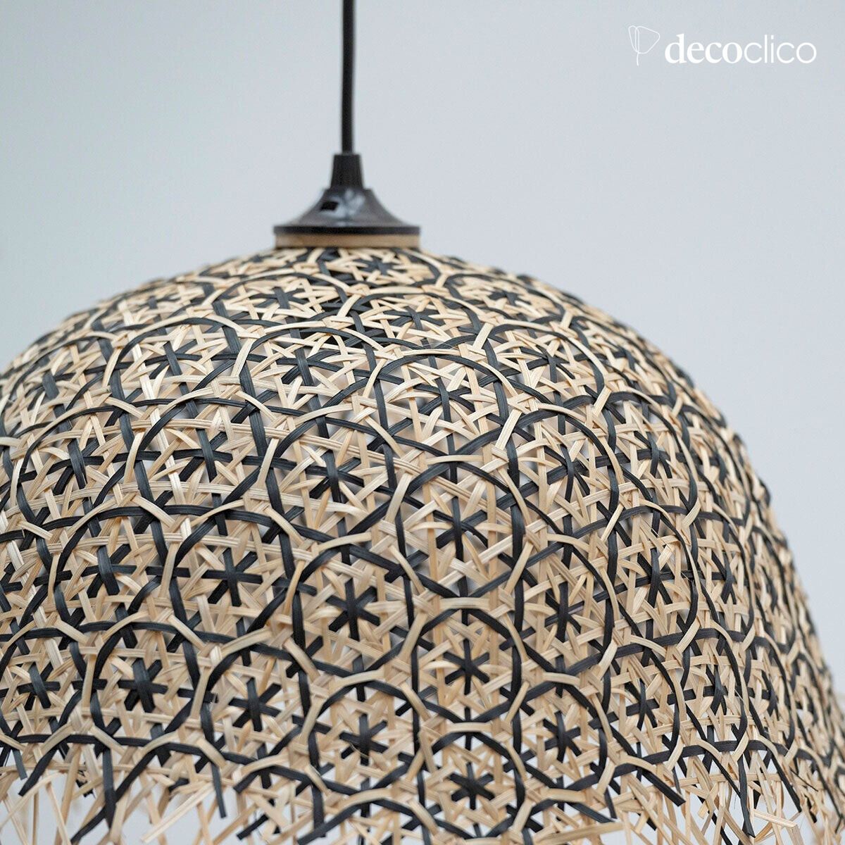 Suspension cloche en bambou noir et naturel (non éléctrifiée) fait main