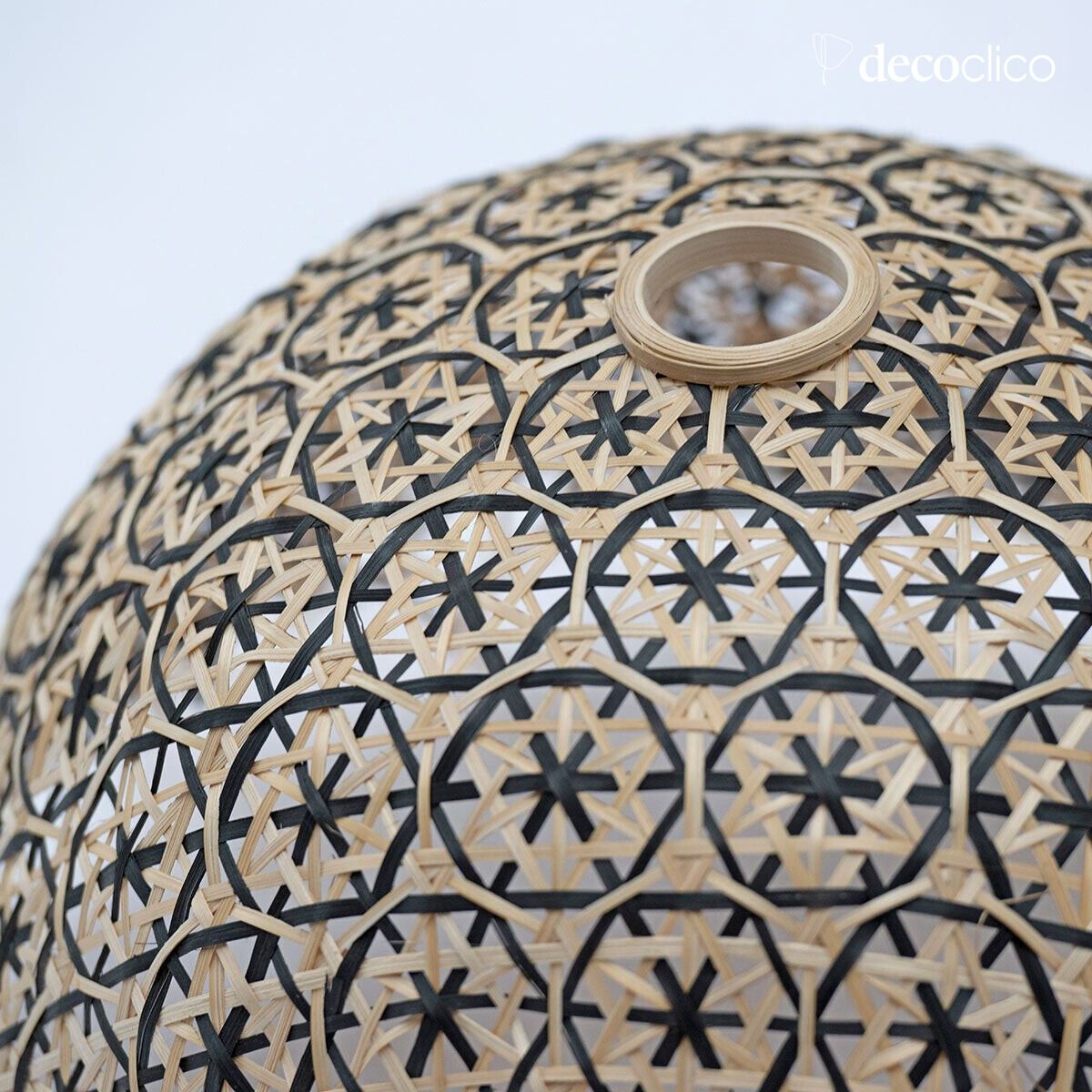 Suspension cloche en bambou noir et naturel (non éléctrifiée) fait main