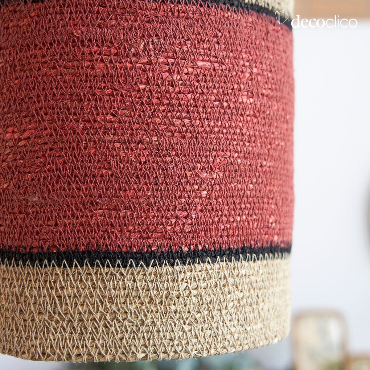 Suspension cloche en jonc de mer naturel et terracotta (non électrifiée) Bayadè