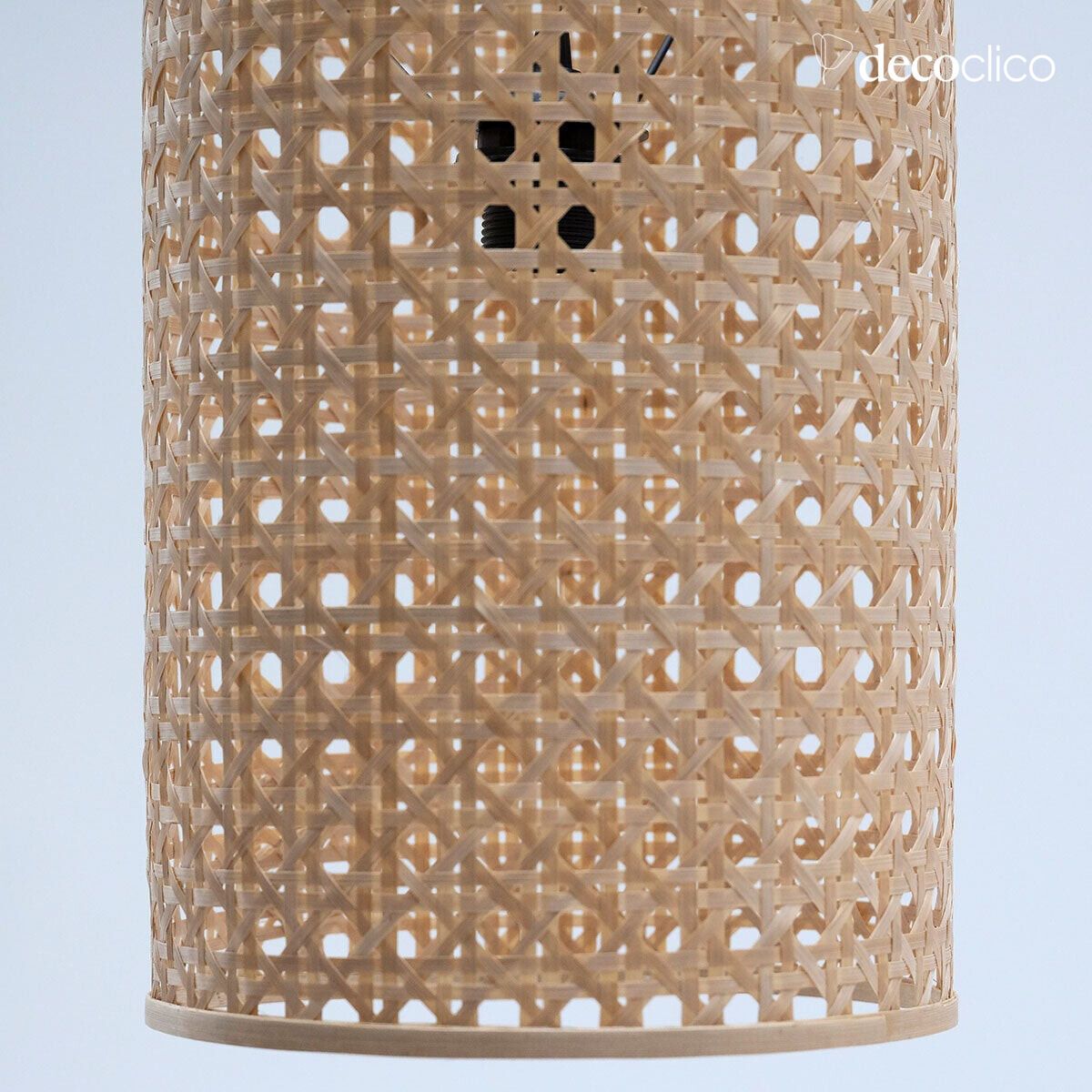 Suspension cylindrique en bambou naturel (non éléctrifiée) fait main