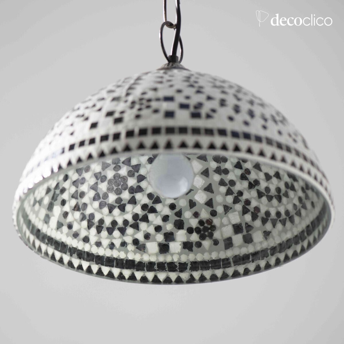 Suspensión de cúpula de mosaico de vidrio - blanco y negro Bangalore