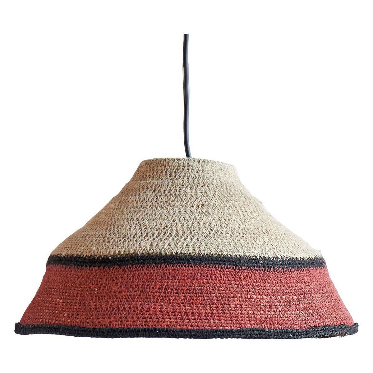 Suspensión de sombrero de junco de mar natural y terracota (sin electrificar) Bayadère