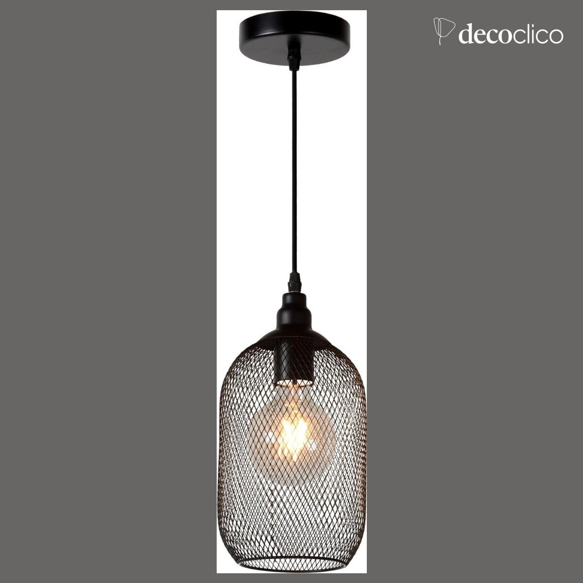 Suspension filaire en mesh noir Lucide