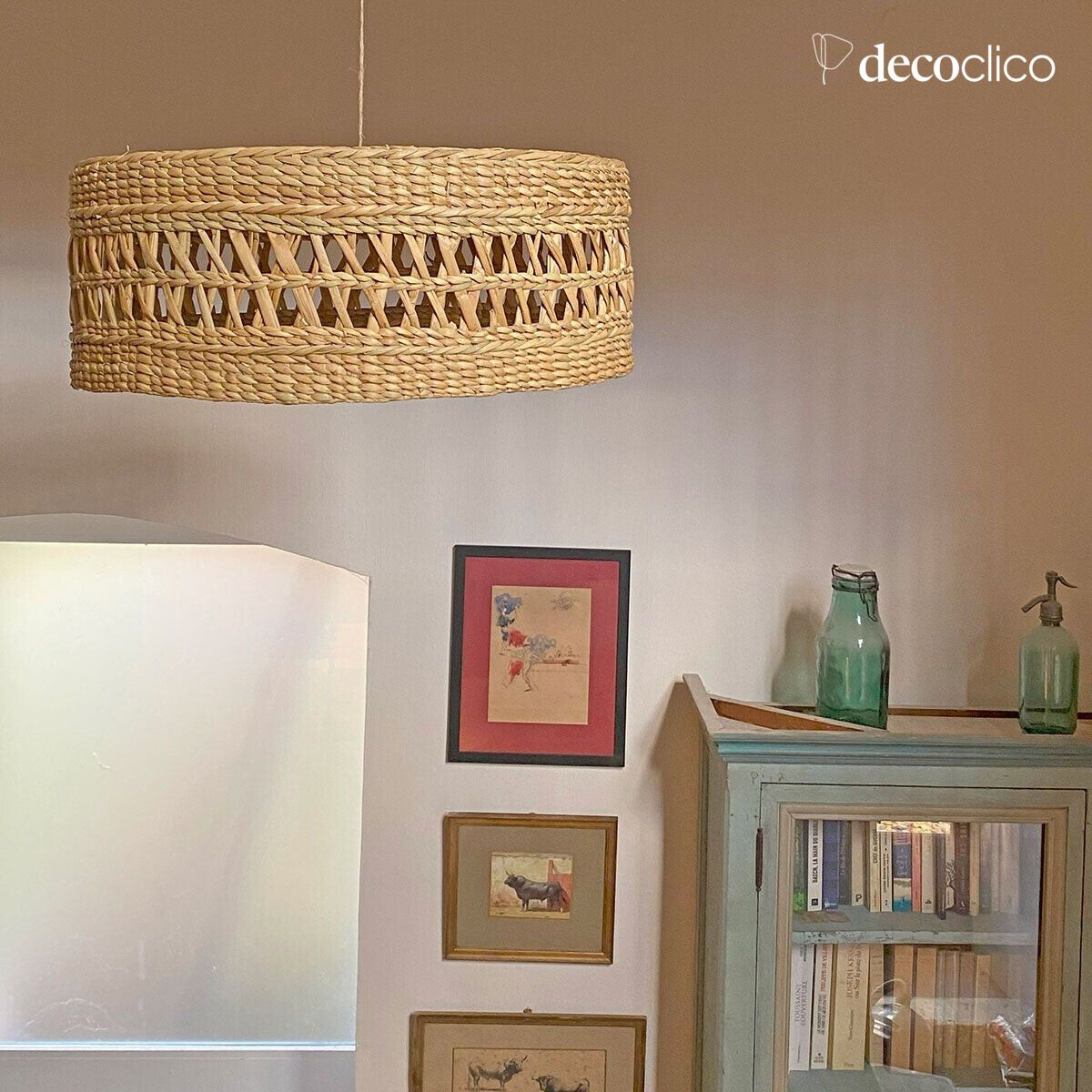 Suspensión redonda de jacinto de agua (sin electricidad) Céleste