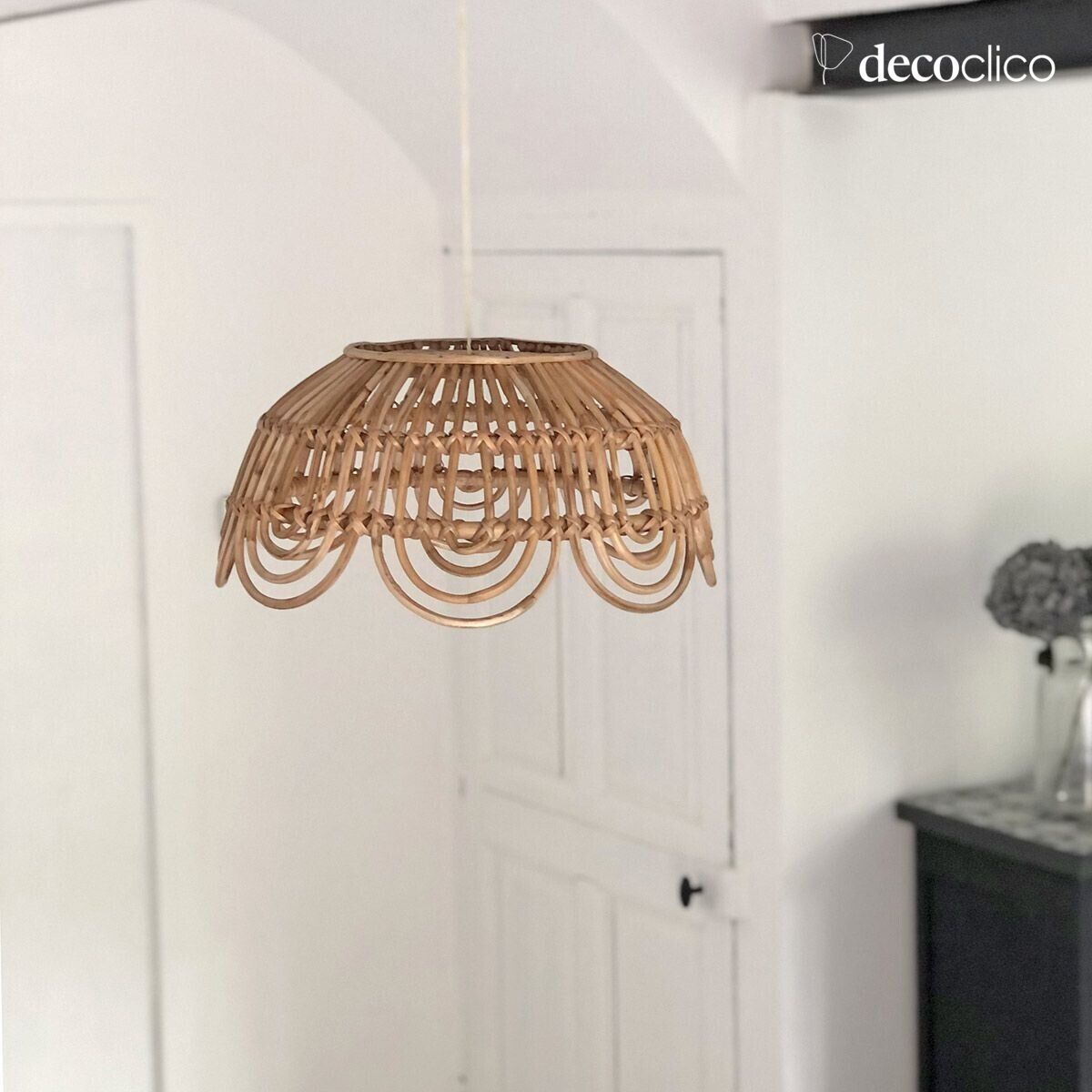 Suspensión vintage en ratán natural H22 cm (sin electricidad) Moka