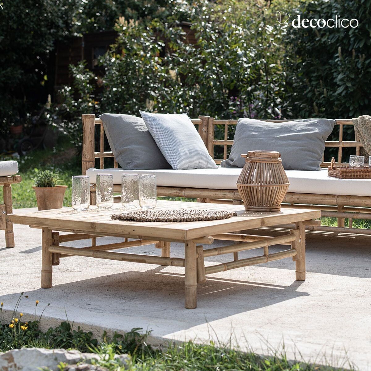 Table basse carrée en bambou naturel Taman