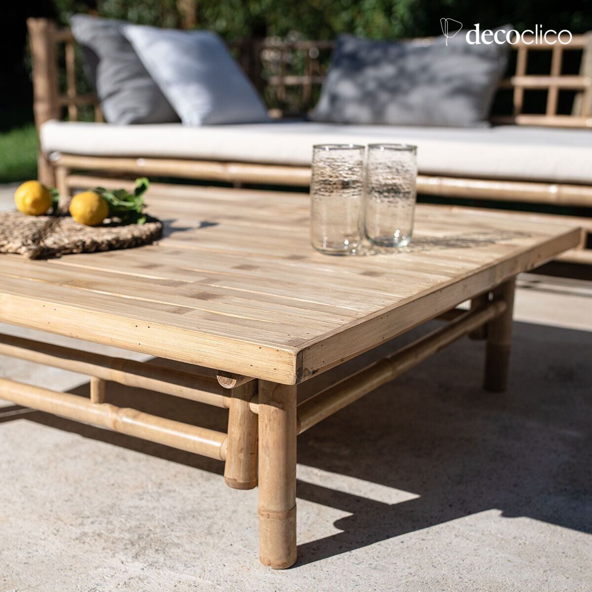 Table basse carrée en bambou naturel Taman