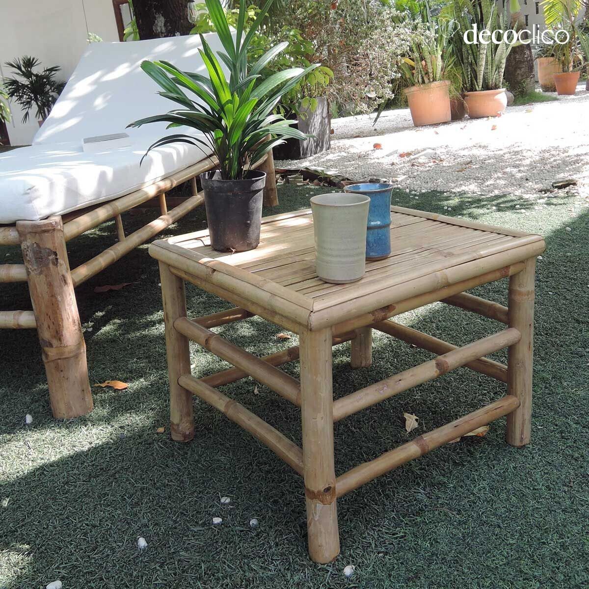 Table basse carrée en bambou naturel Taman