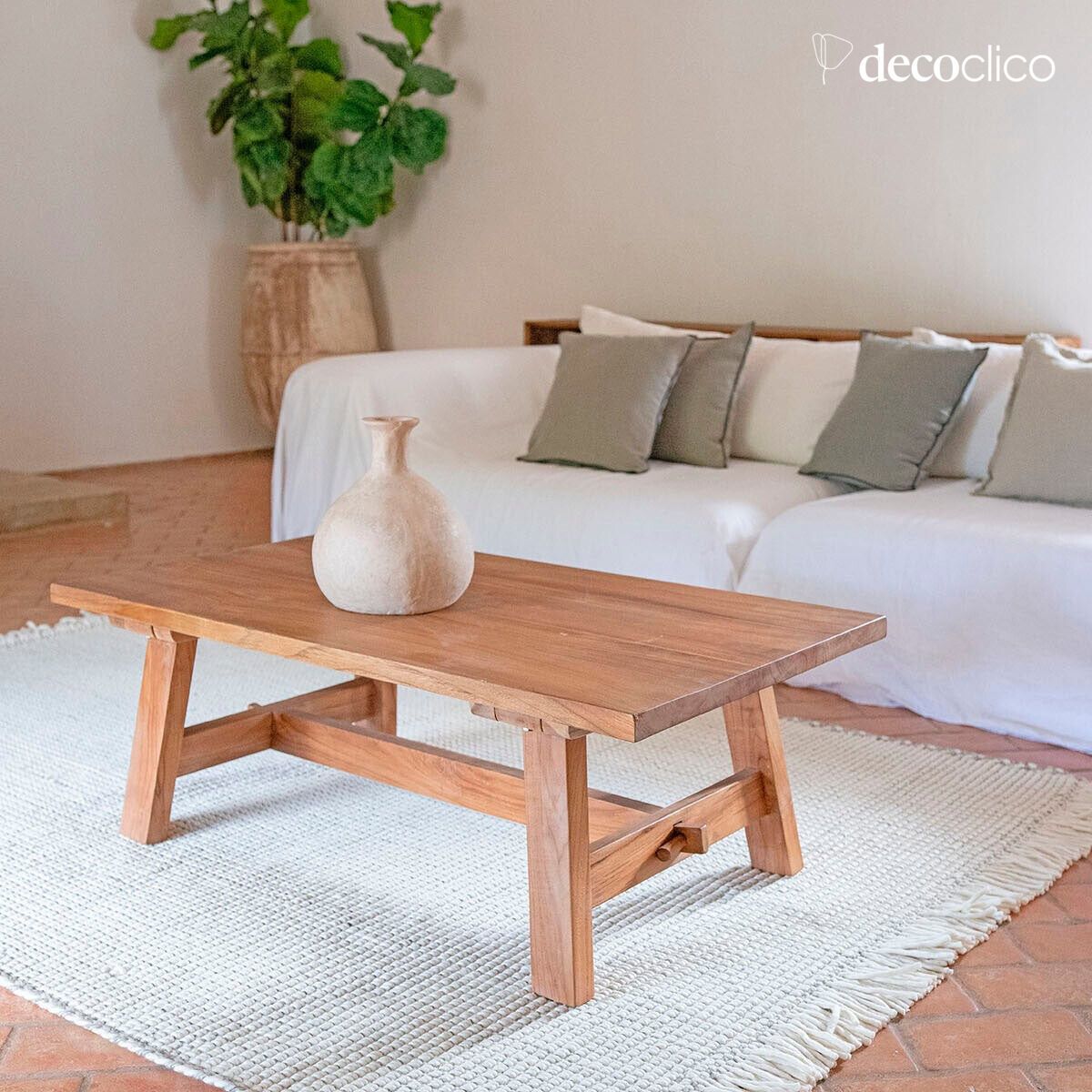 Table basse en teck rectangulaire intérieur extérieur