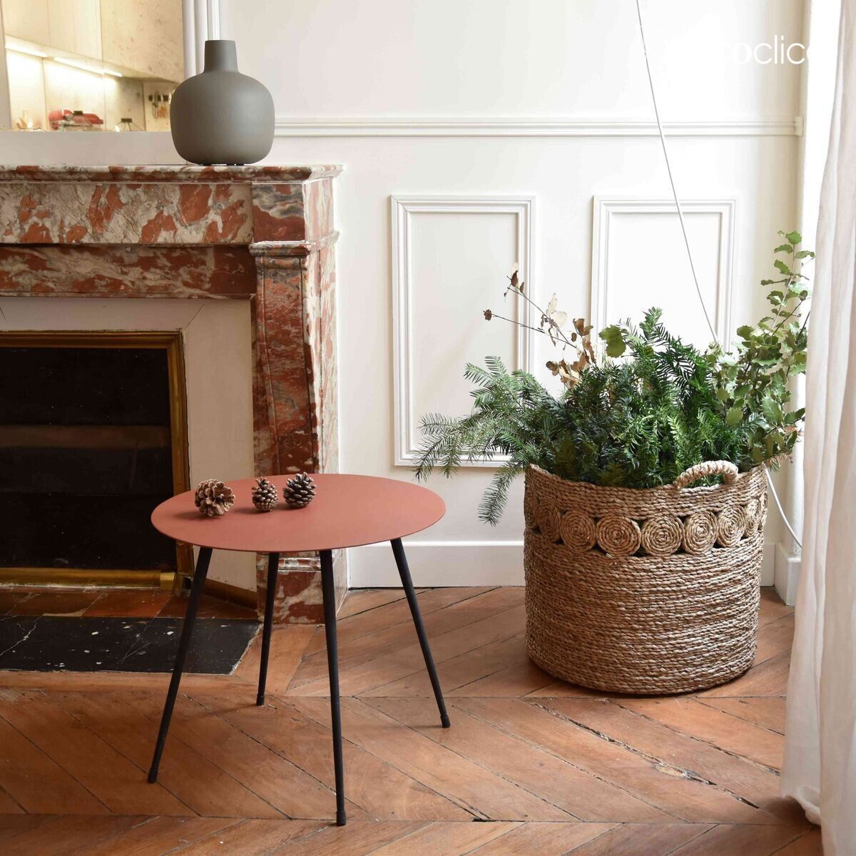 Table basse guéridon D 45 cm en métal terracotta Tosca