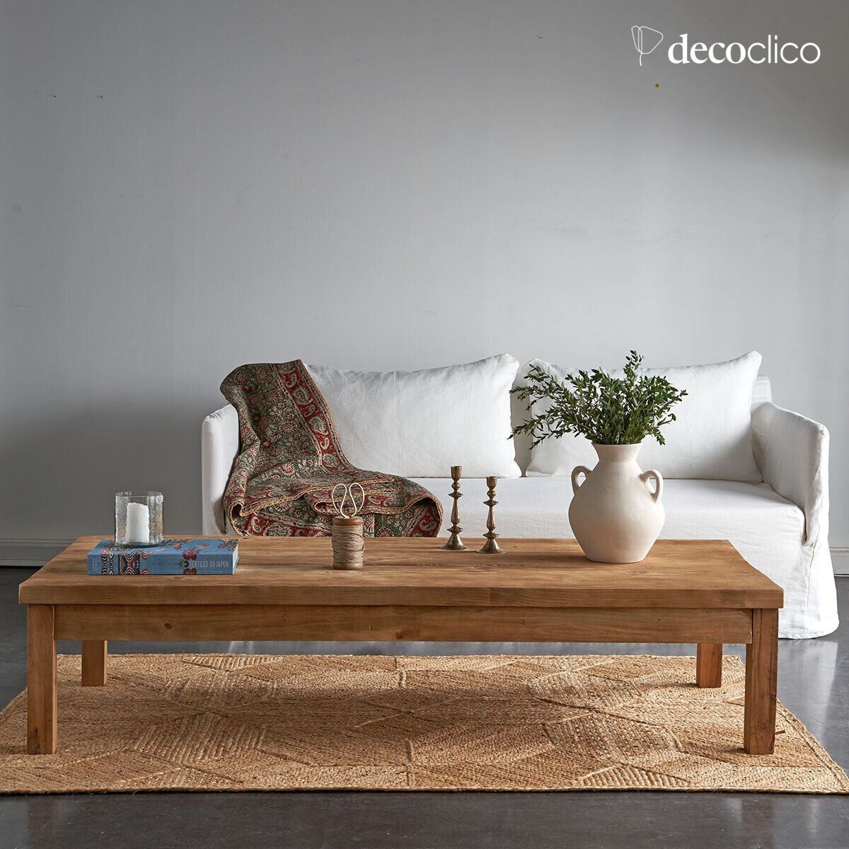 Table basse rectangulaire en bois recyclé clair Vermont