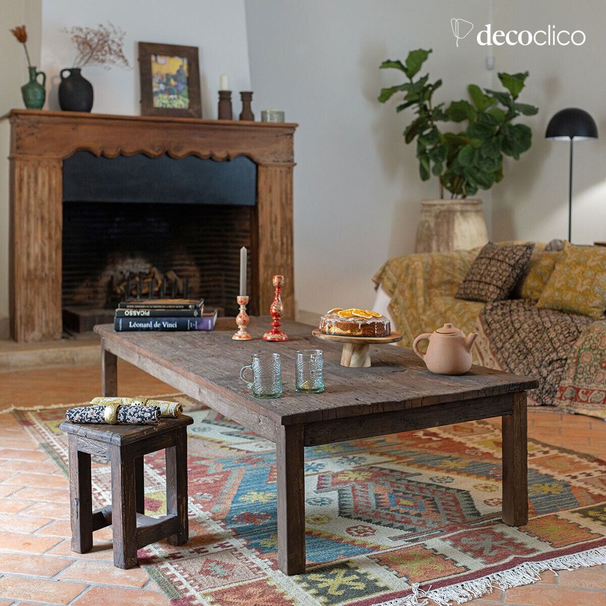 Table basse rectangulaire en bois recyclé foncé Vermont