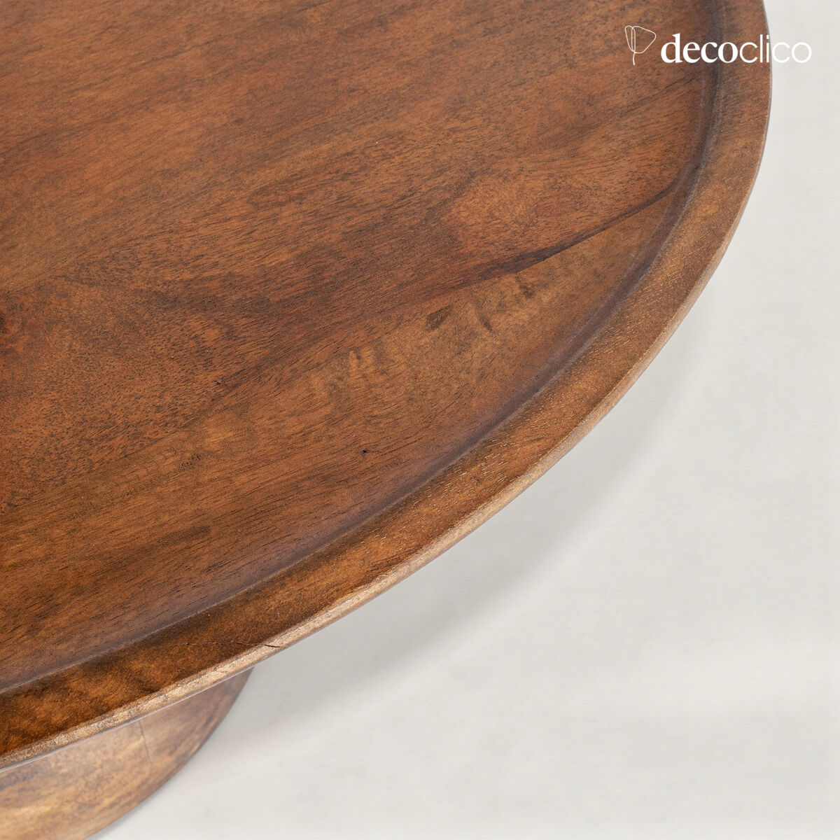 Table basse ronde en bois massif marron Totem