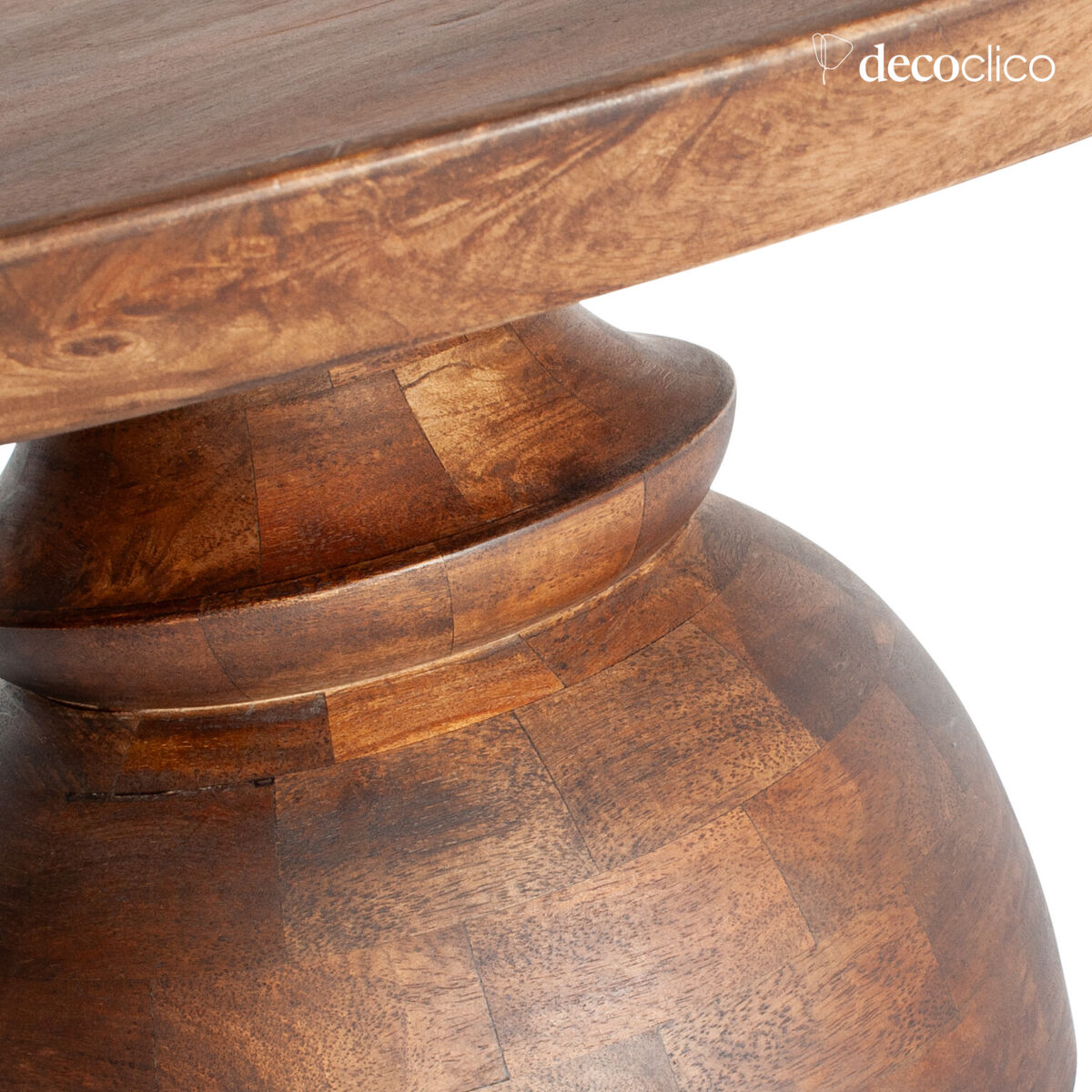 Table basse ronde en bois massif marron Totem