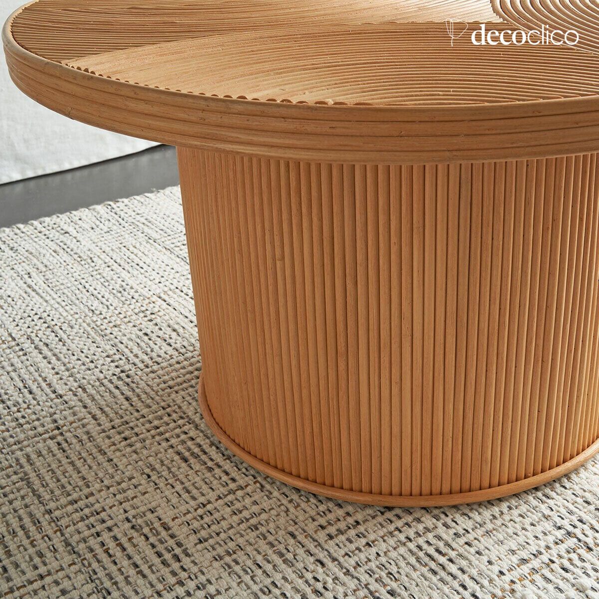 Table basse ronde en rotin lamellé collé D 80 cm