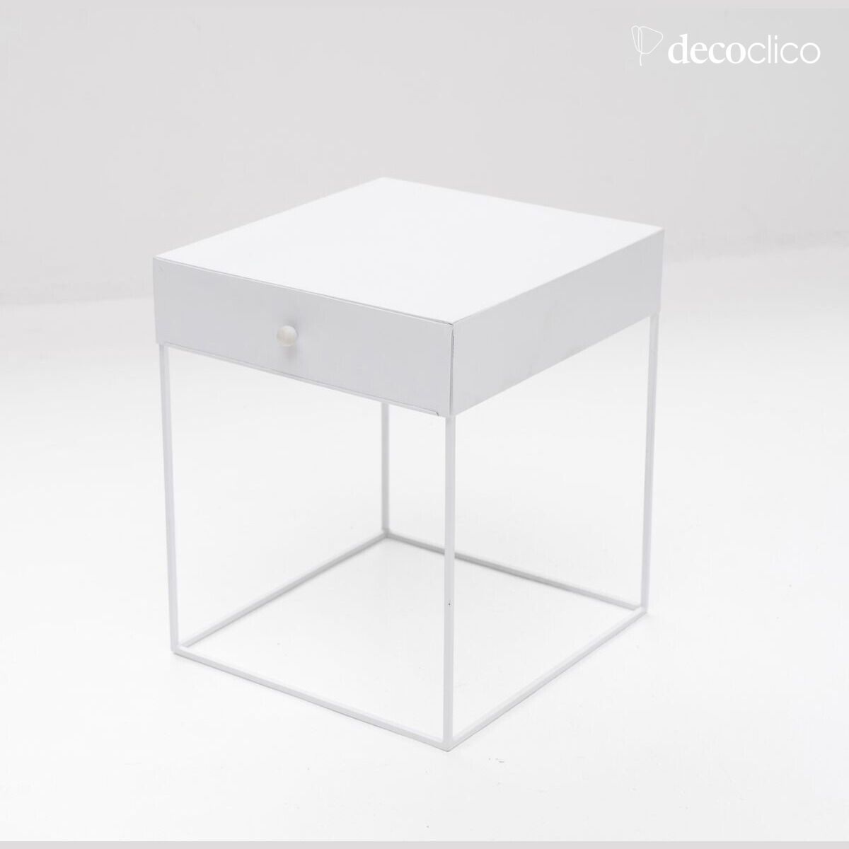 Table de chevet en métal blanc mat 1 tiroir Douglas