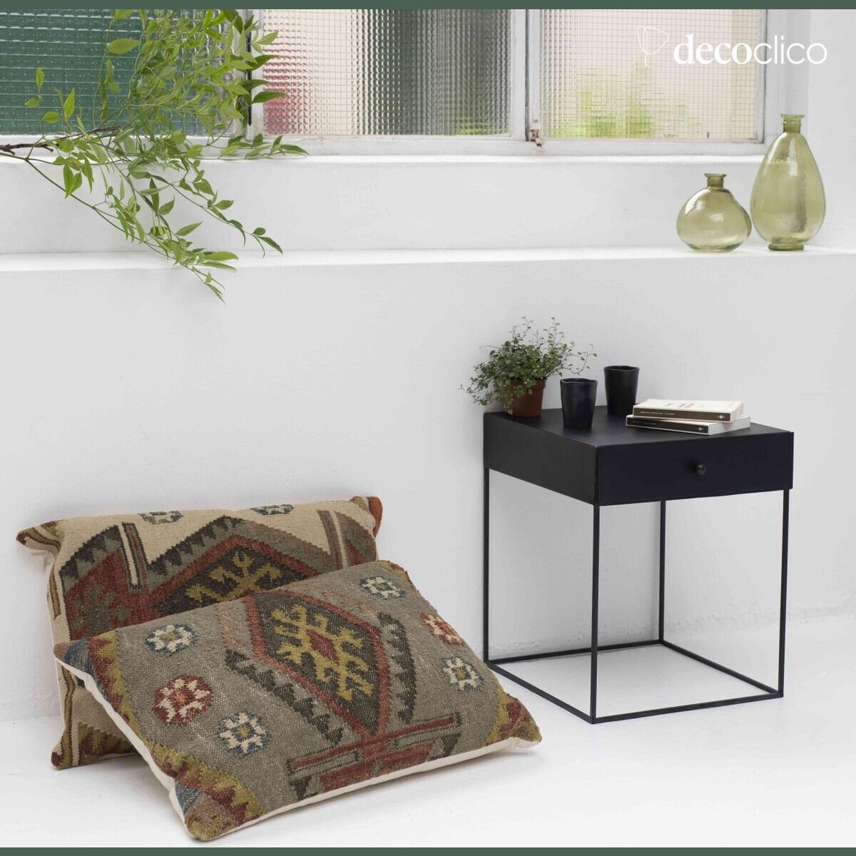 Table de chevet en métal noir mat 1 tiroir Douglas