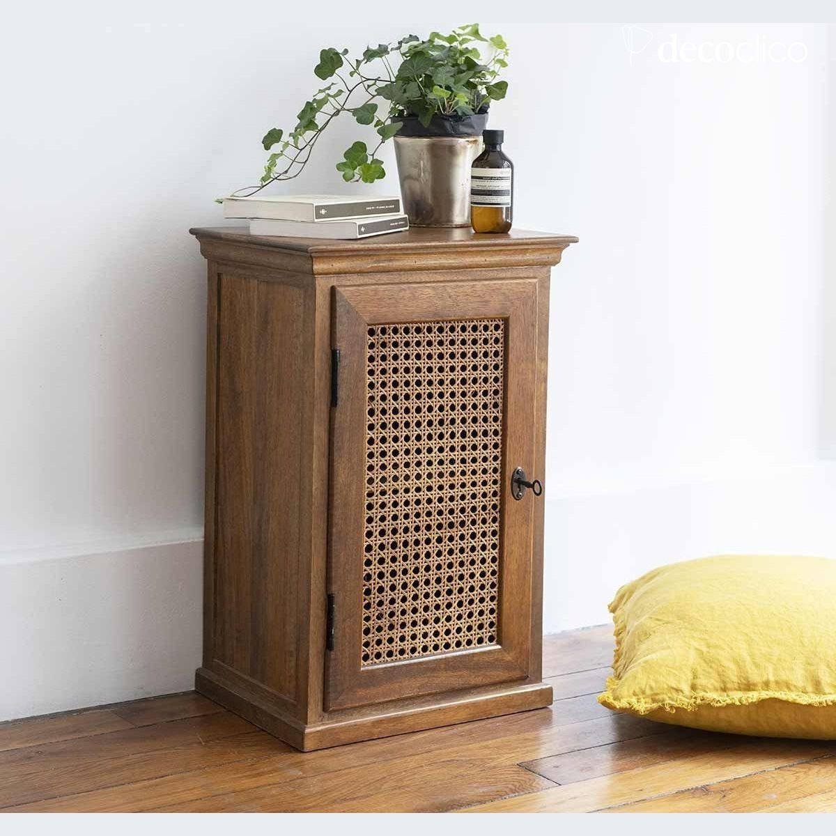 Table de chevet parisienne 1 porte en cannage vintage ouverture à droite Georges